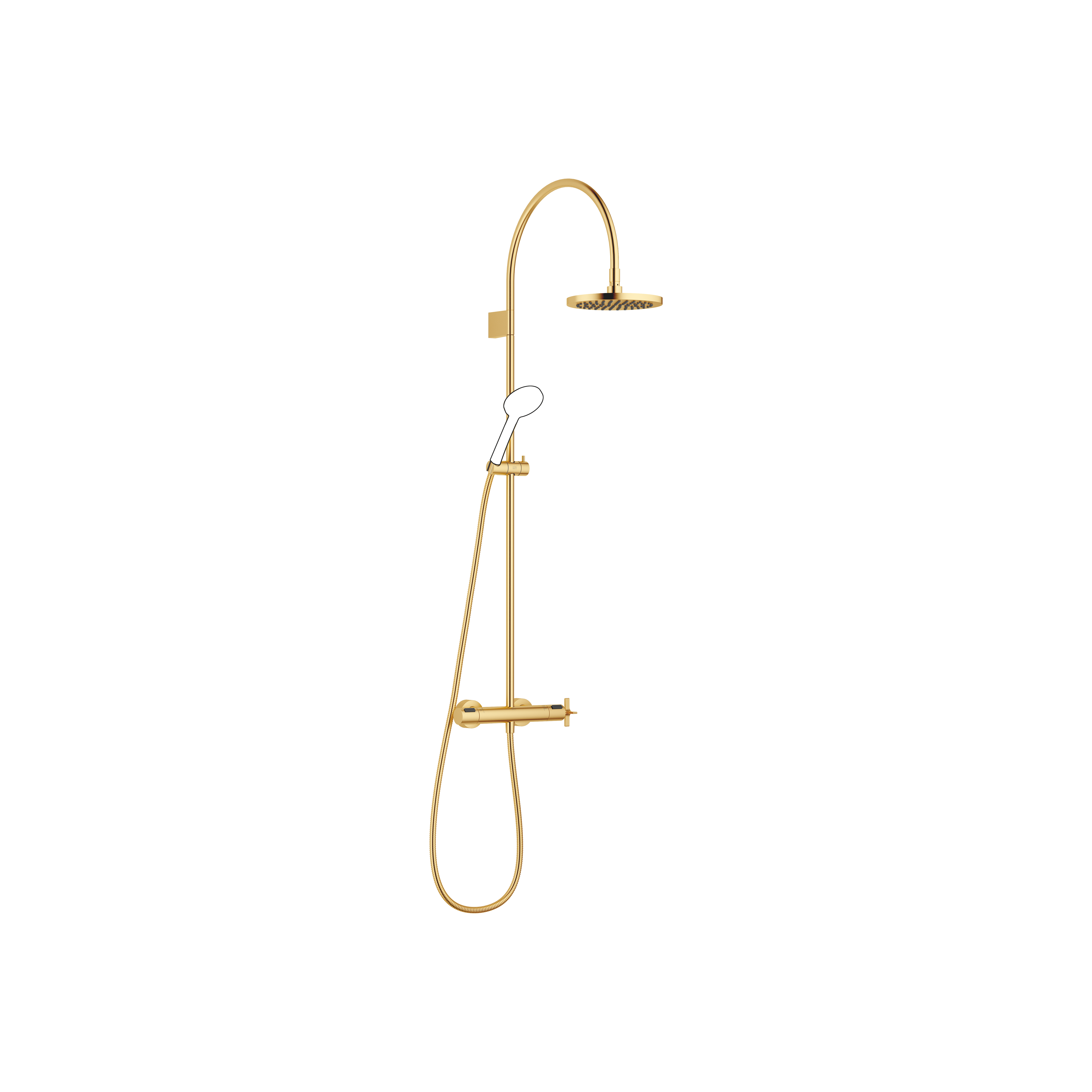 VAIA Shower pipe with shower thermostat without hand shower FlowReduce 220 mm in Brushed Gold (PVD)