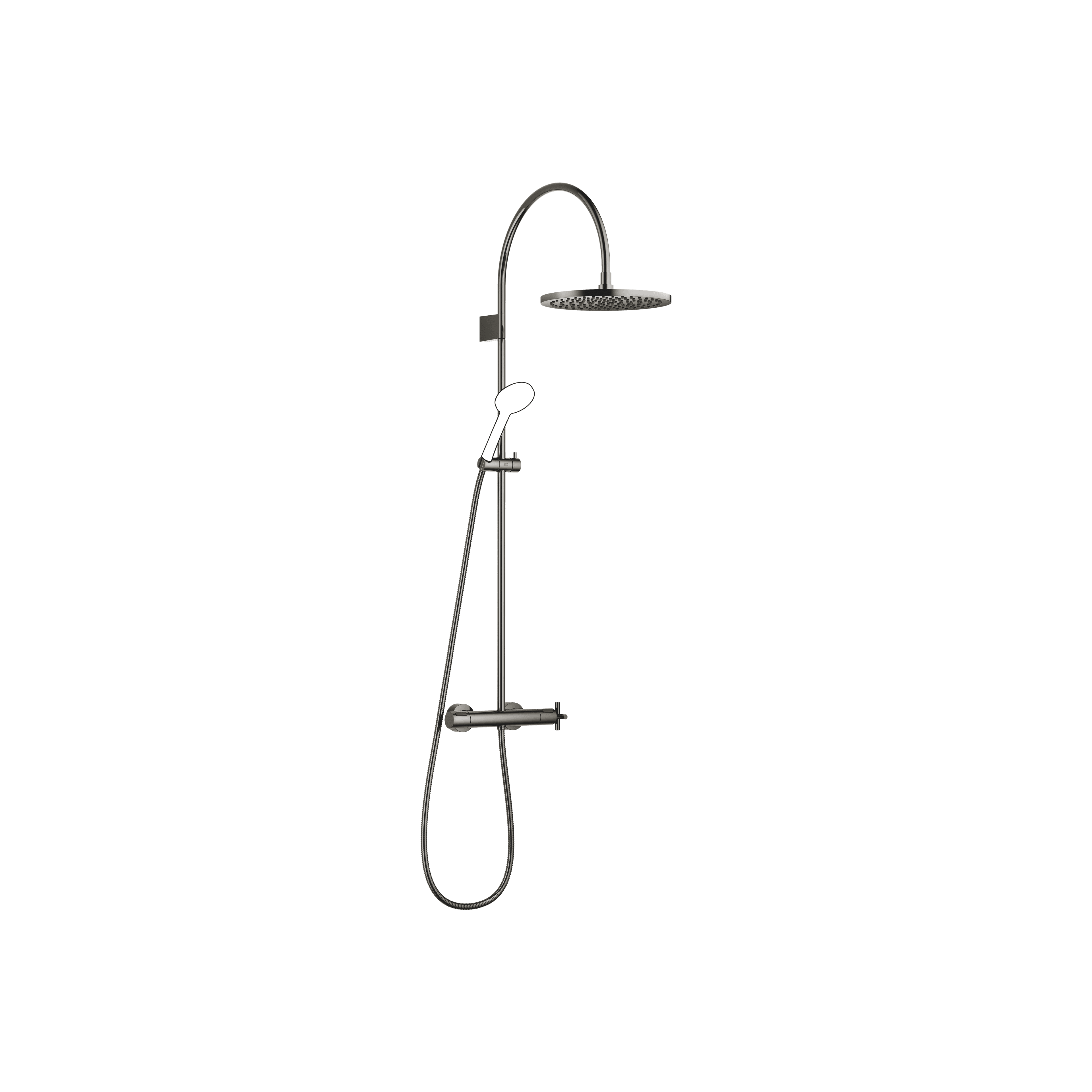 TARA Shower pipe with shower thermostat without hand shower 300 mm in Dark Chrome