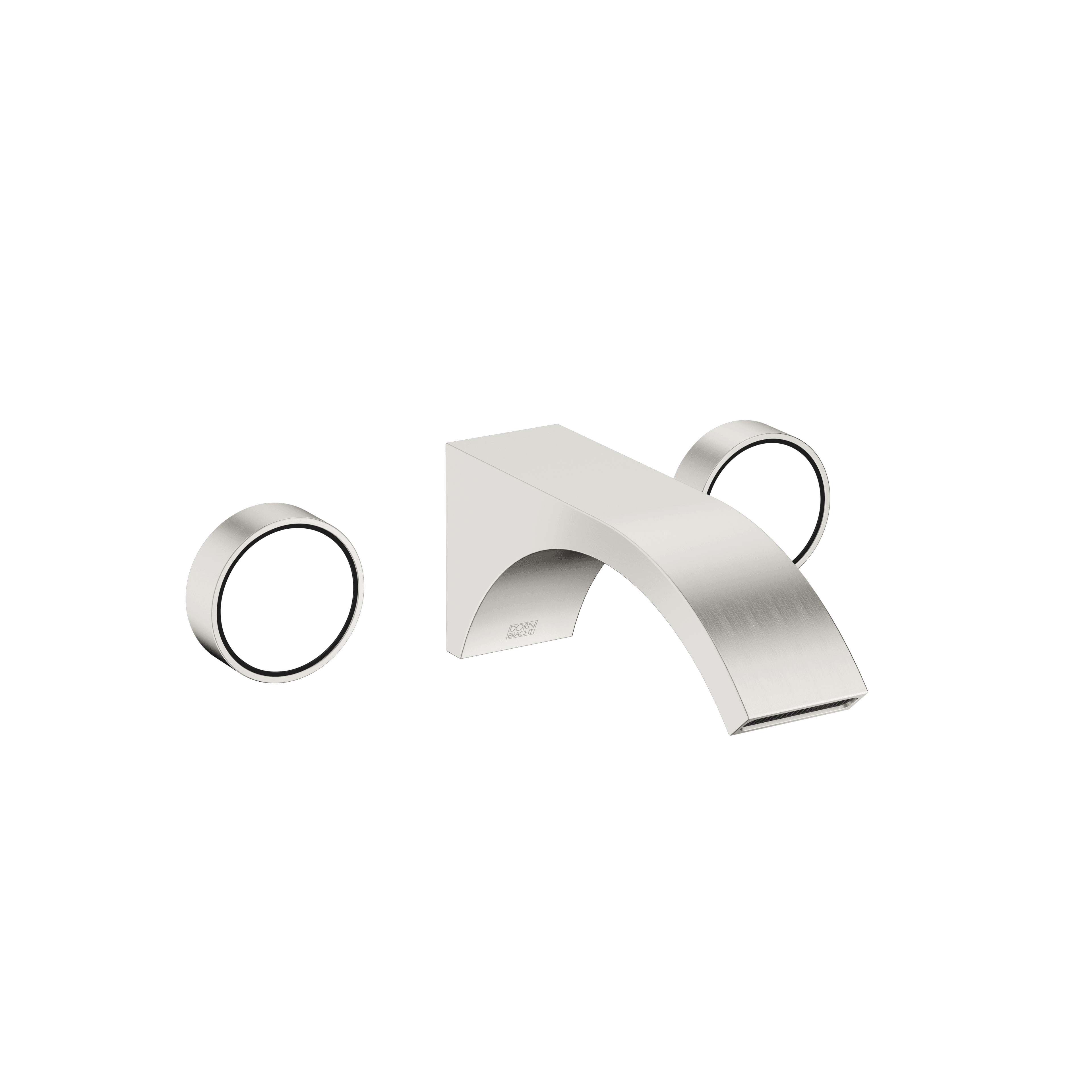 CYO Wall-mounted basin mixer without pop-up waste in Brushed Platinum
