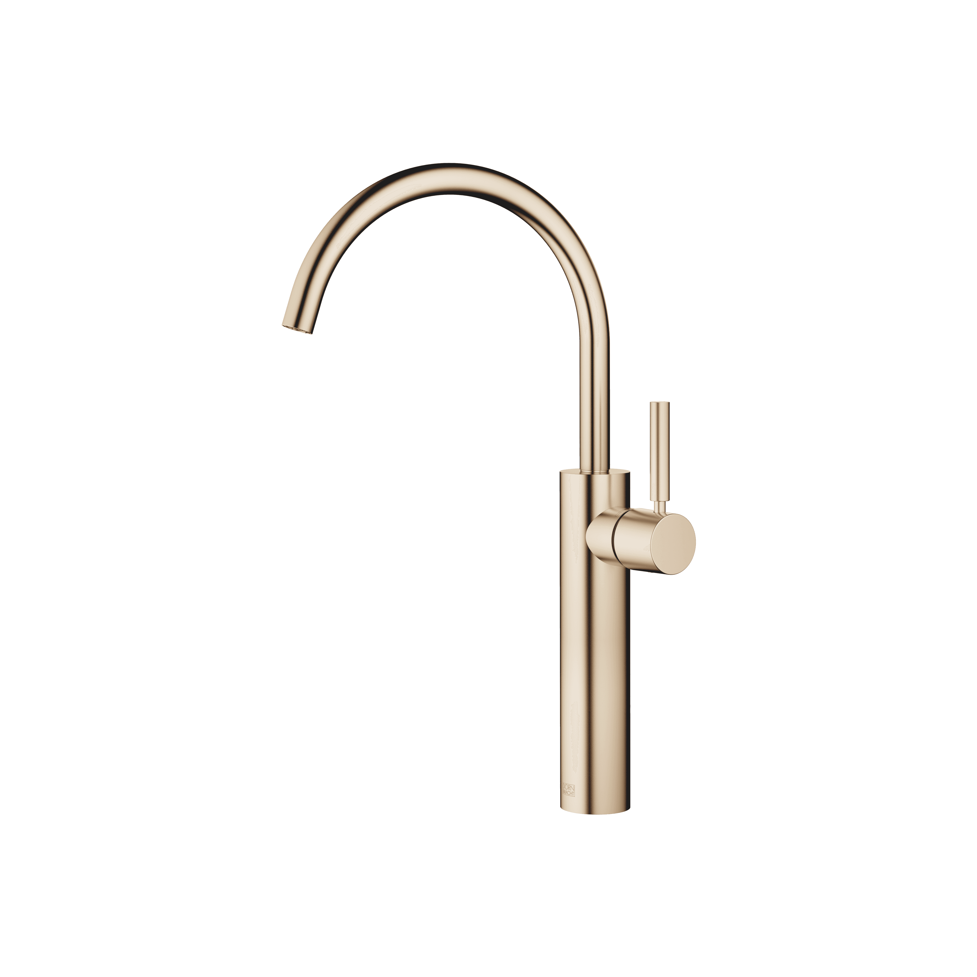 META Single-lever basin mixer with raised base without pop-up waste in Brushed Light Gold (PVD)