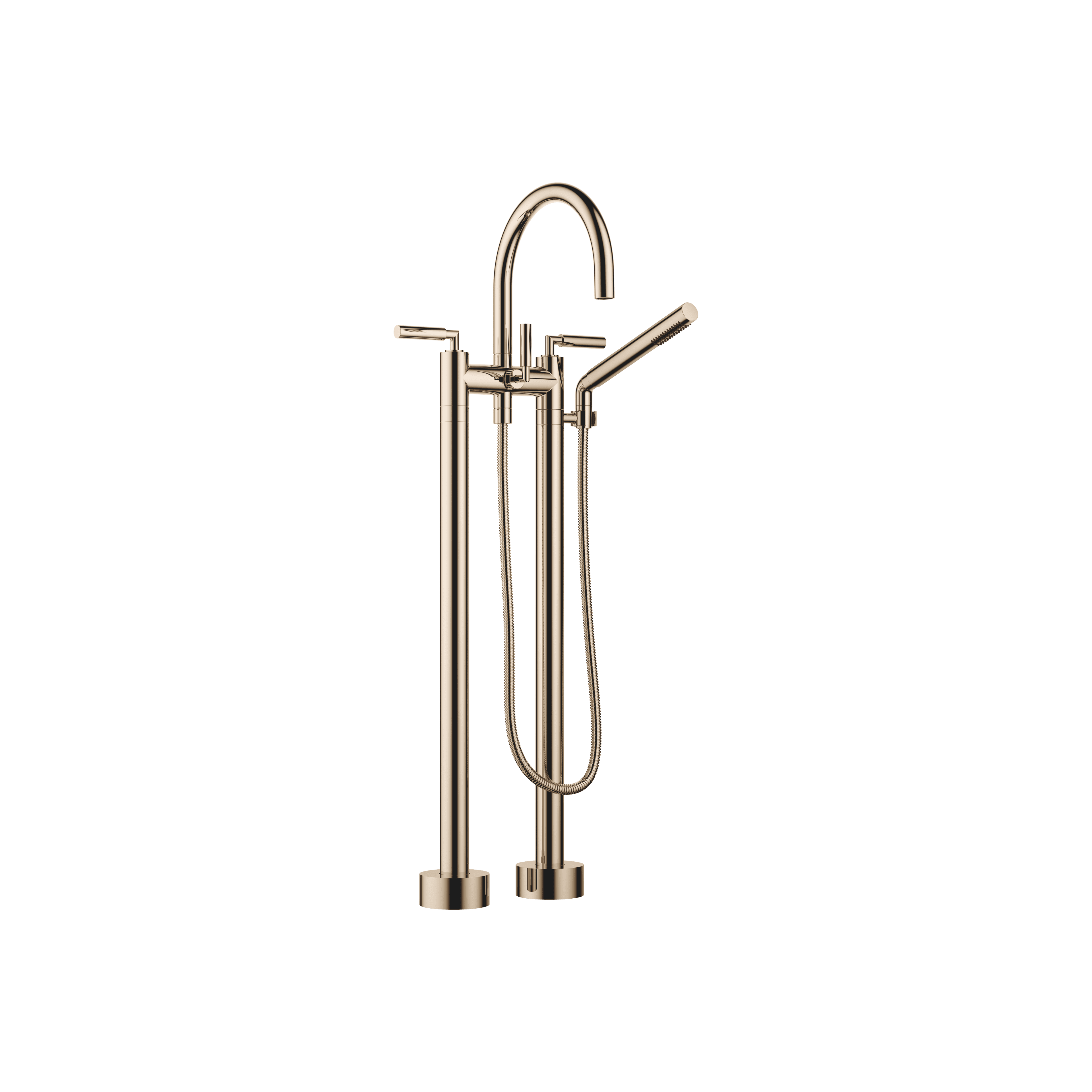 TARA Two-hole bath mixer for free-standing assembly with hand shower set in Champagne (22kt Gold)