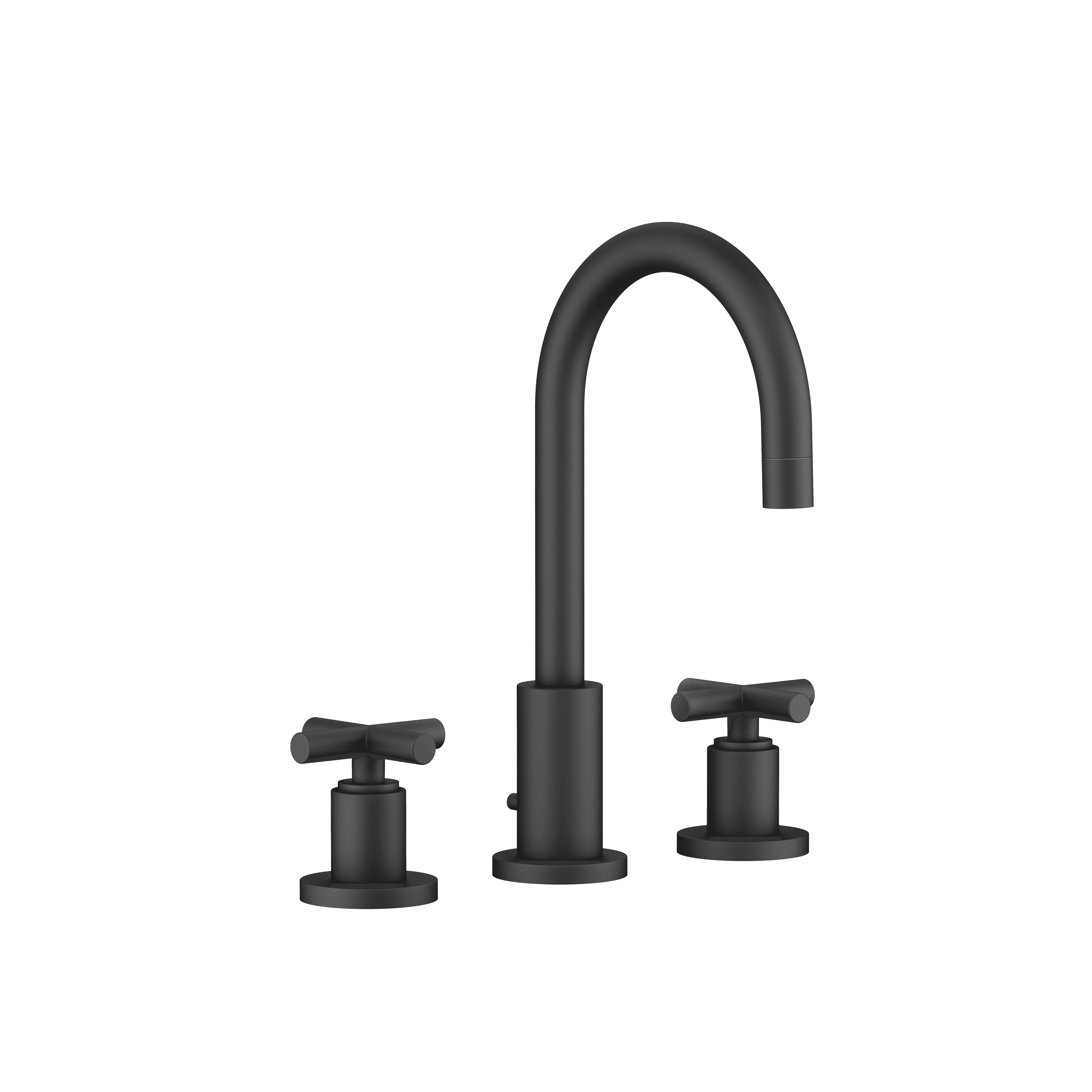 TARA Three-hole basin mixer with pop-up waste in Matte Black