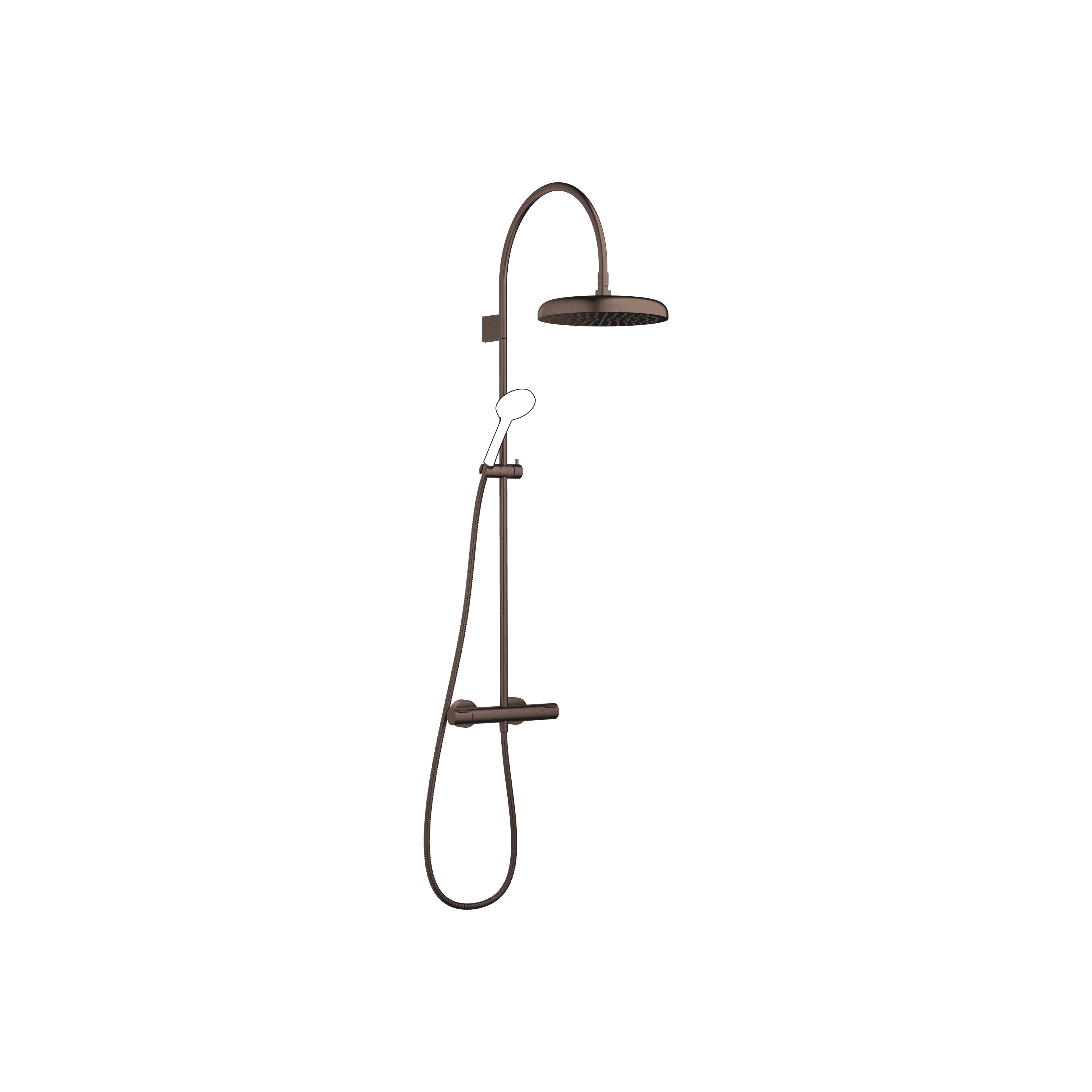 Showerpipe with shower thermostat without hand shower in Brushed Dark Bronze (PVD)