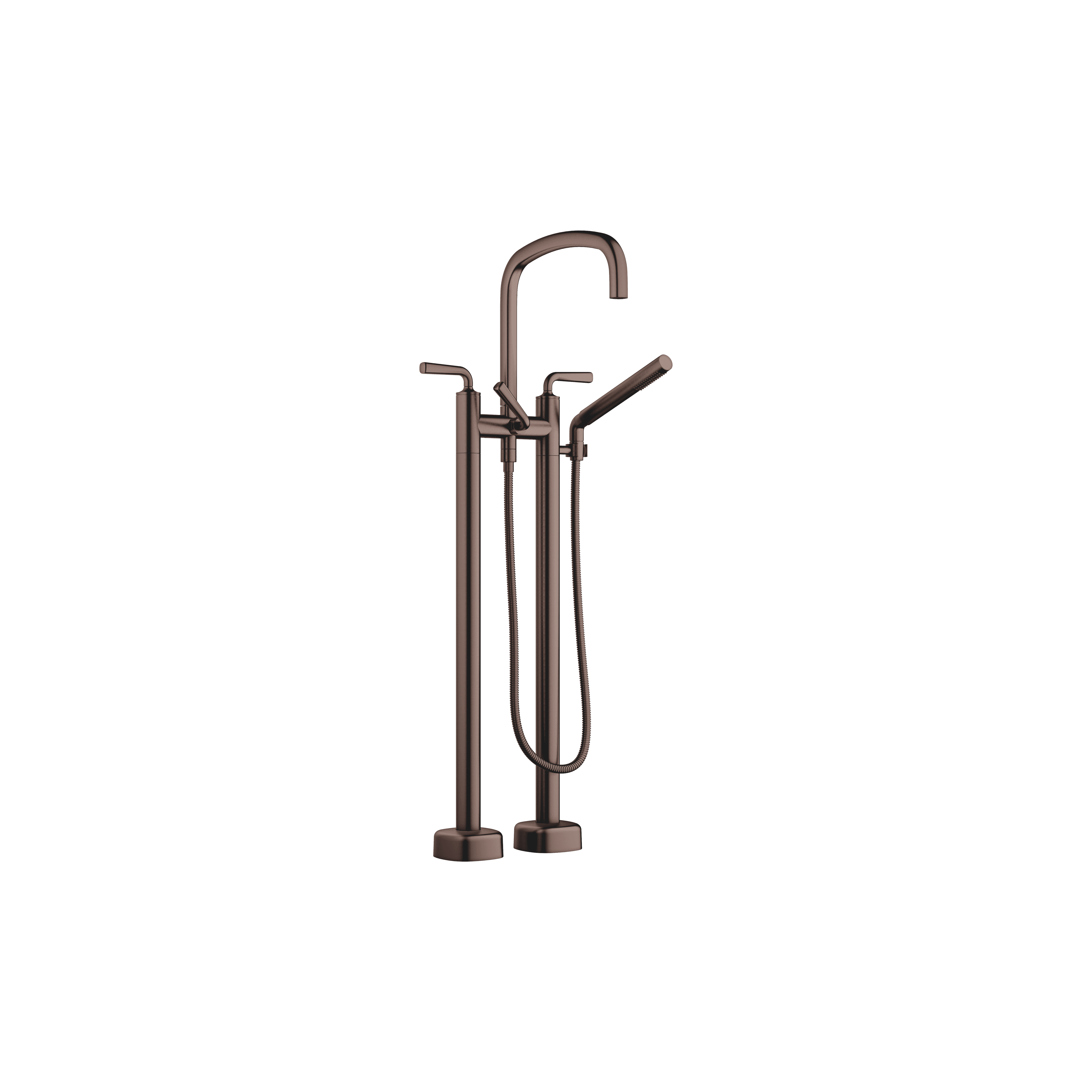 COYA Two-hole bath mixer for free-standing assembly with hand shower set in Brushed Dark Bronze (PVD)