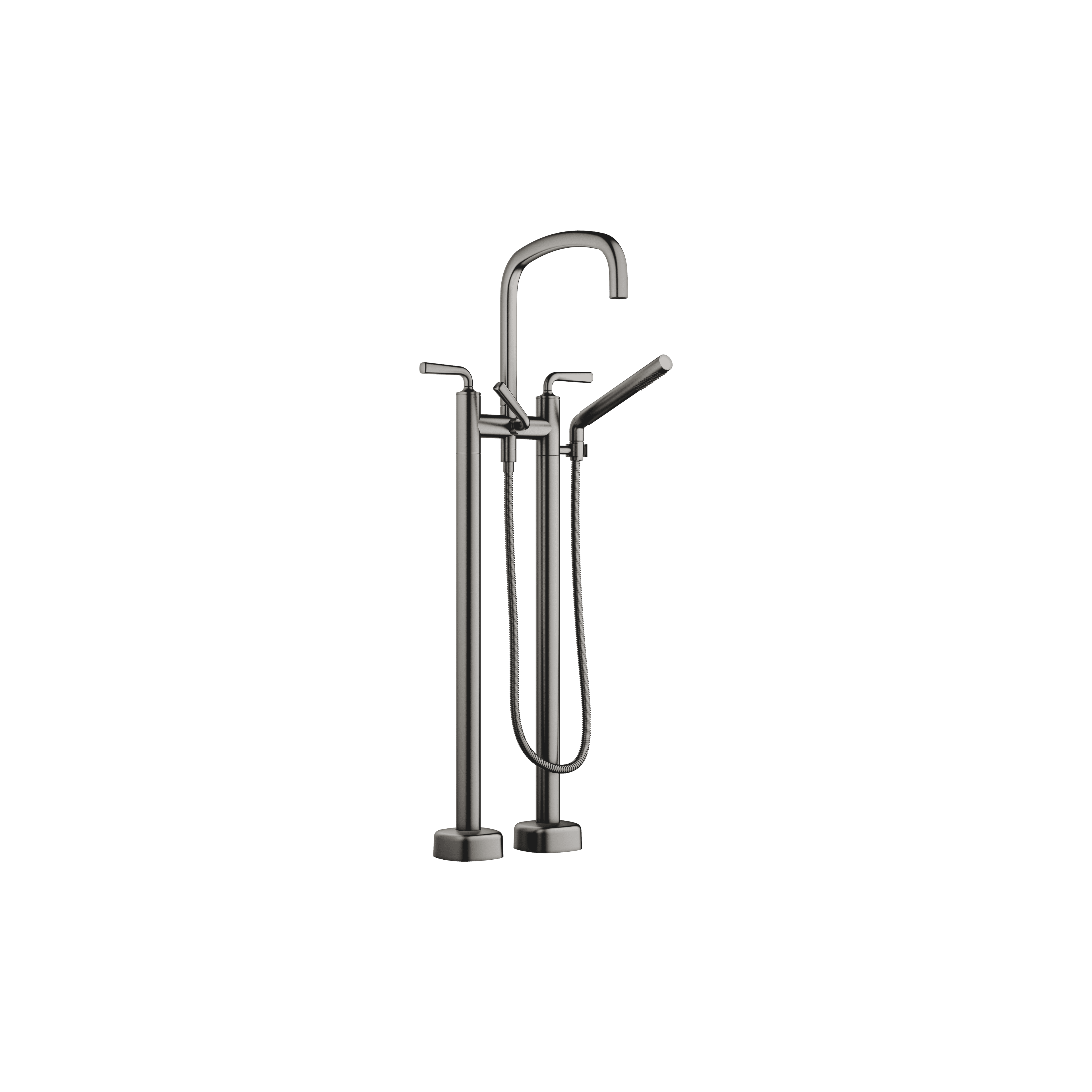 COYA Two-hole bath mixer for free-standing assembly with hand shower set in Brushed Dark Platinum