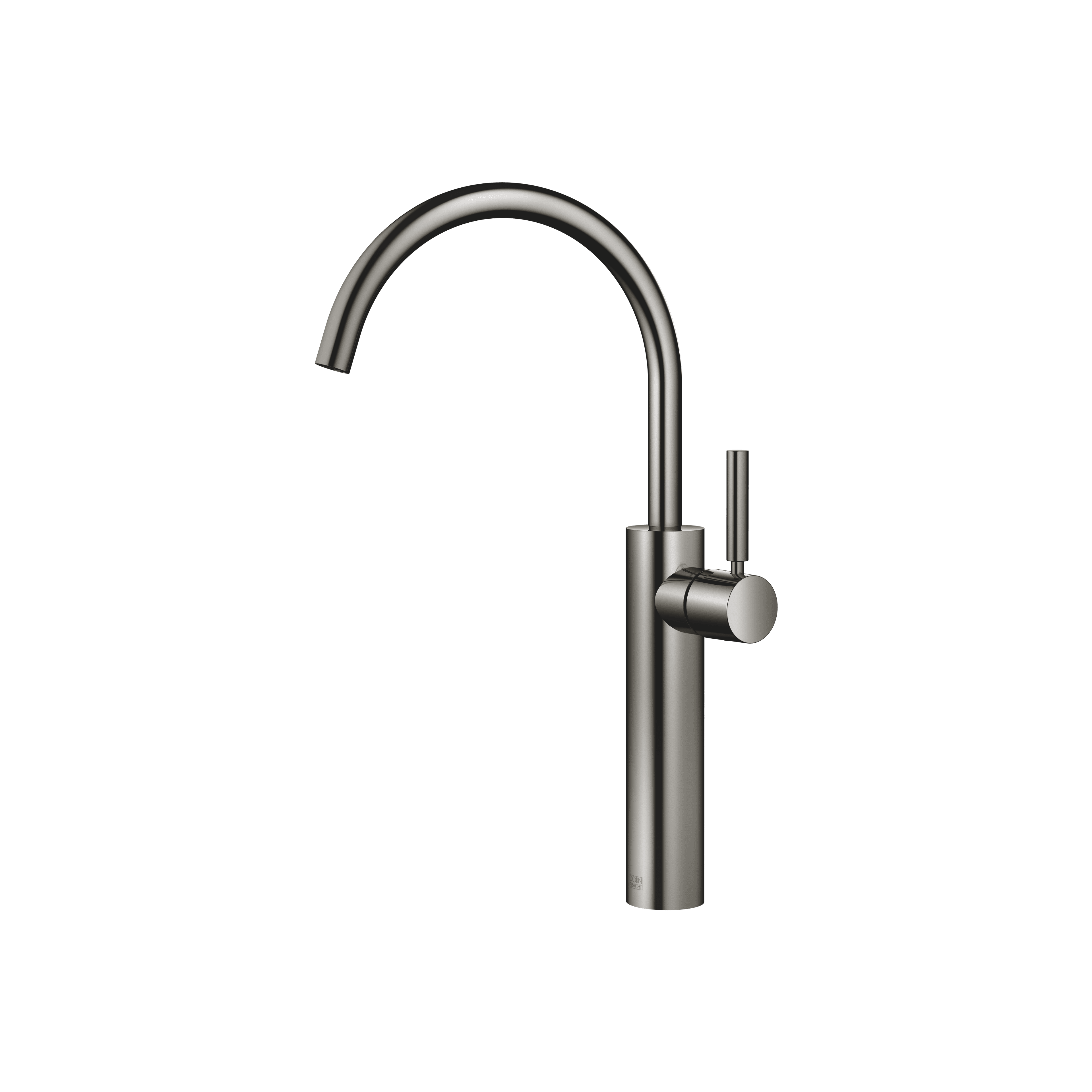 META Single-lever basin mixer with raised base without pop-up waste in Dark Chrome