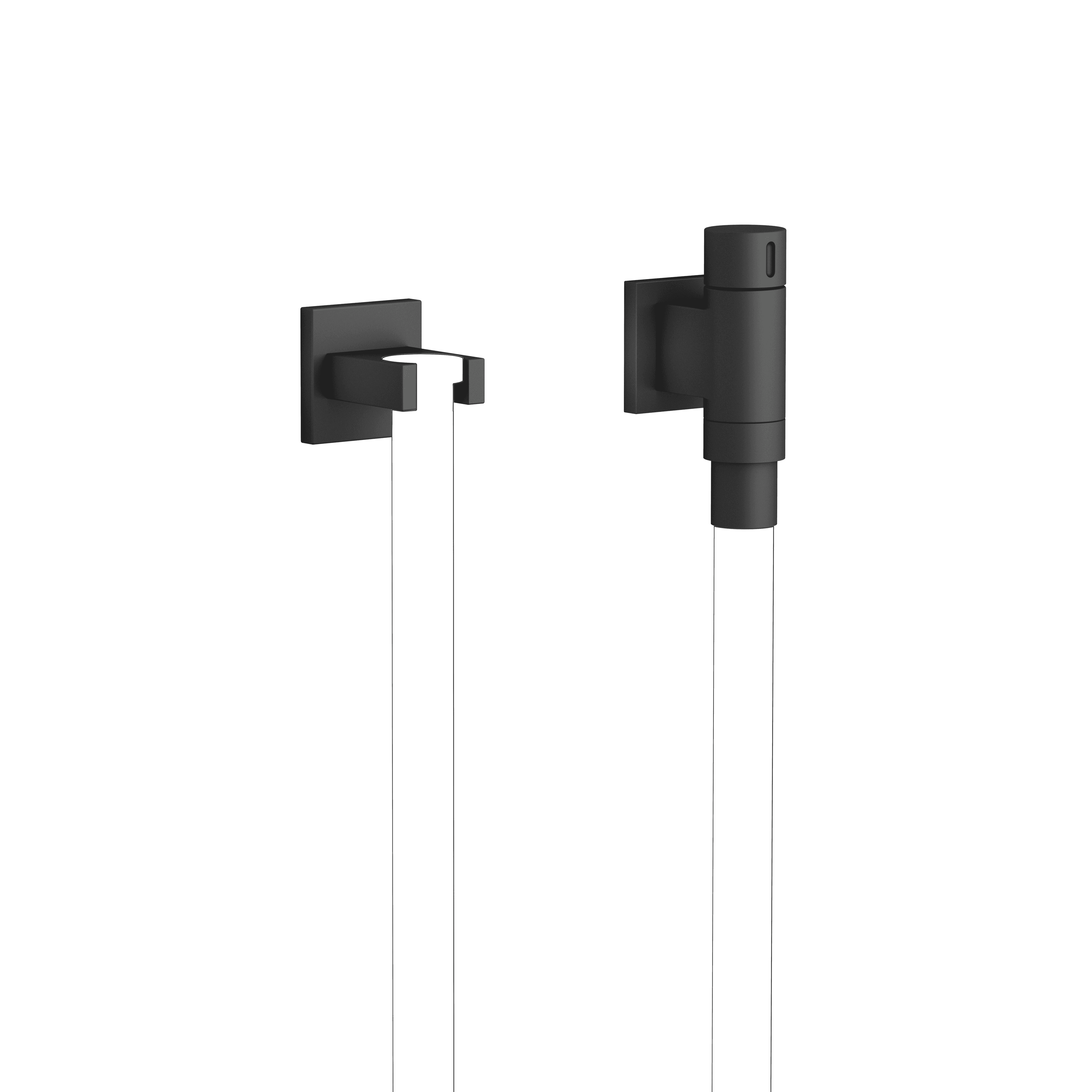 WATER TUBE Kneipp wall elbow with hose holder with individual rosettes in Matte Black