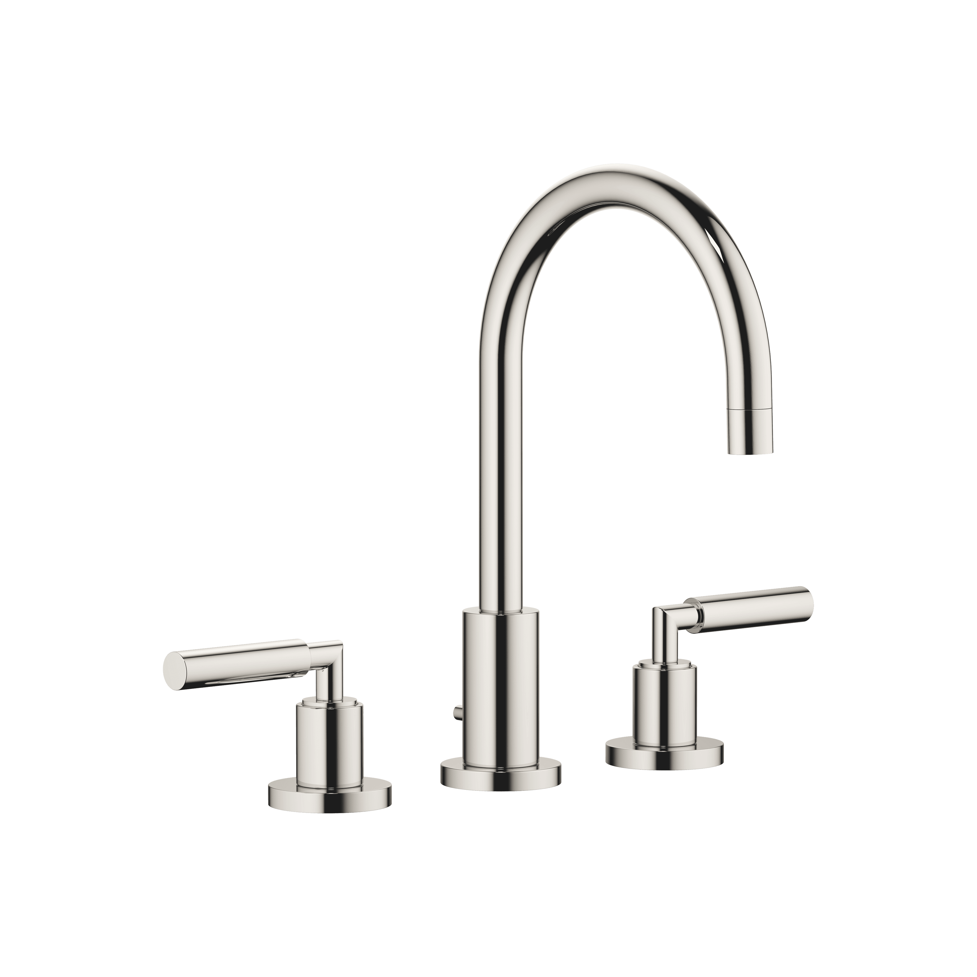 TARA Three-hole basin mixer with pop-up waste in Platinum