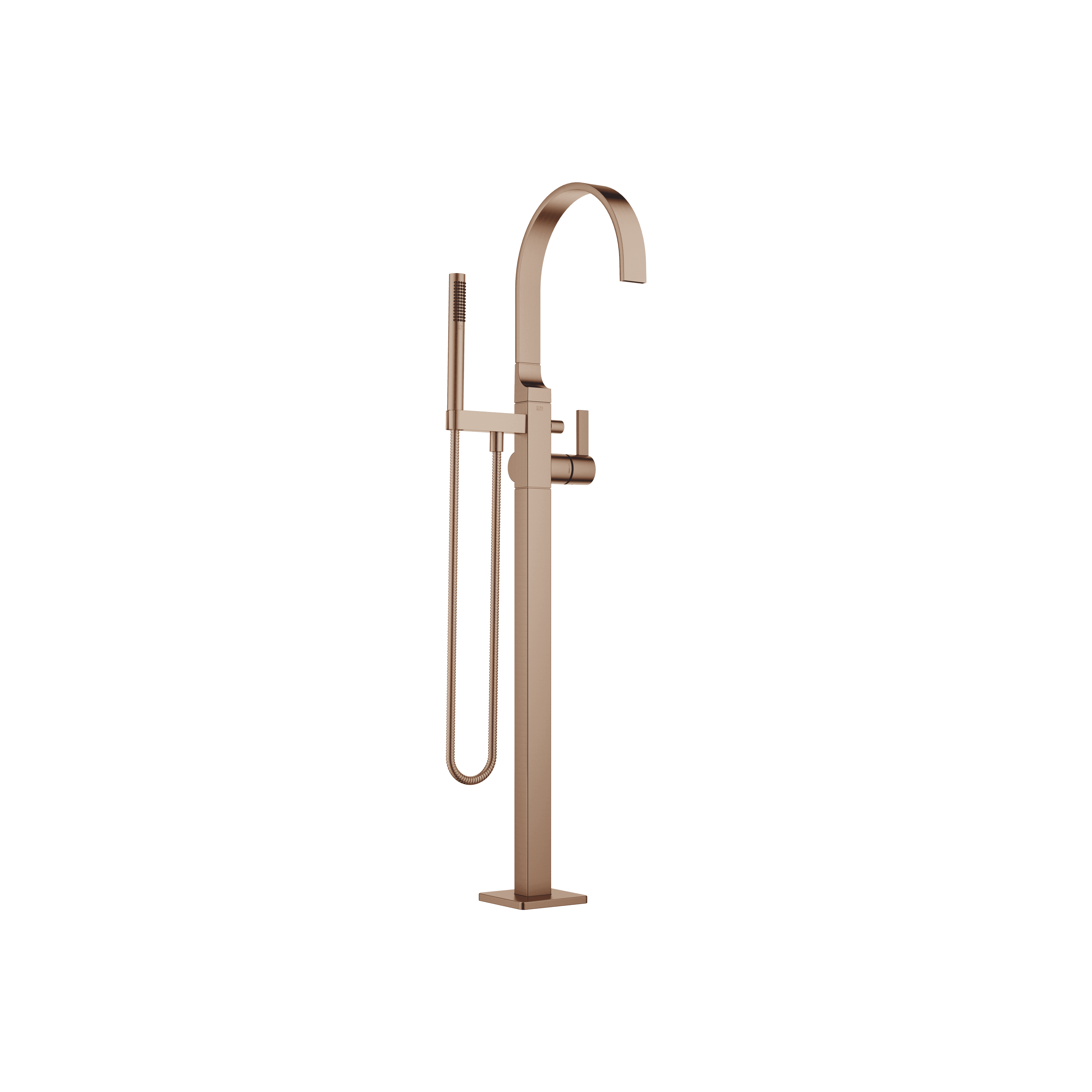 MEM Single-lever bath mixer with stand pipe for free-standing assembly with hand shower set in Brushed Bronze (PVD)