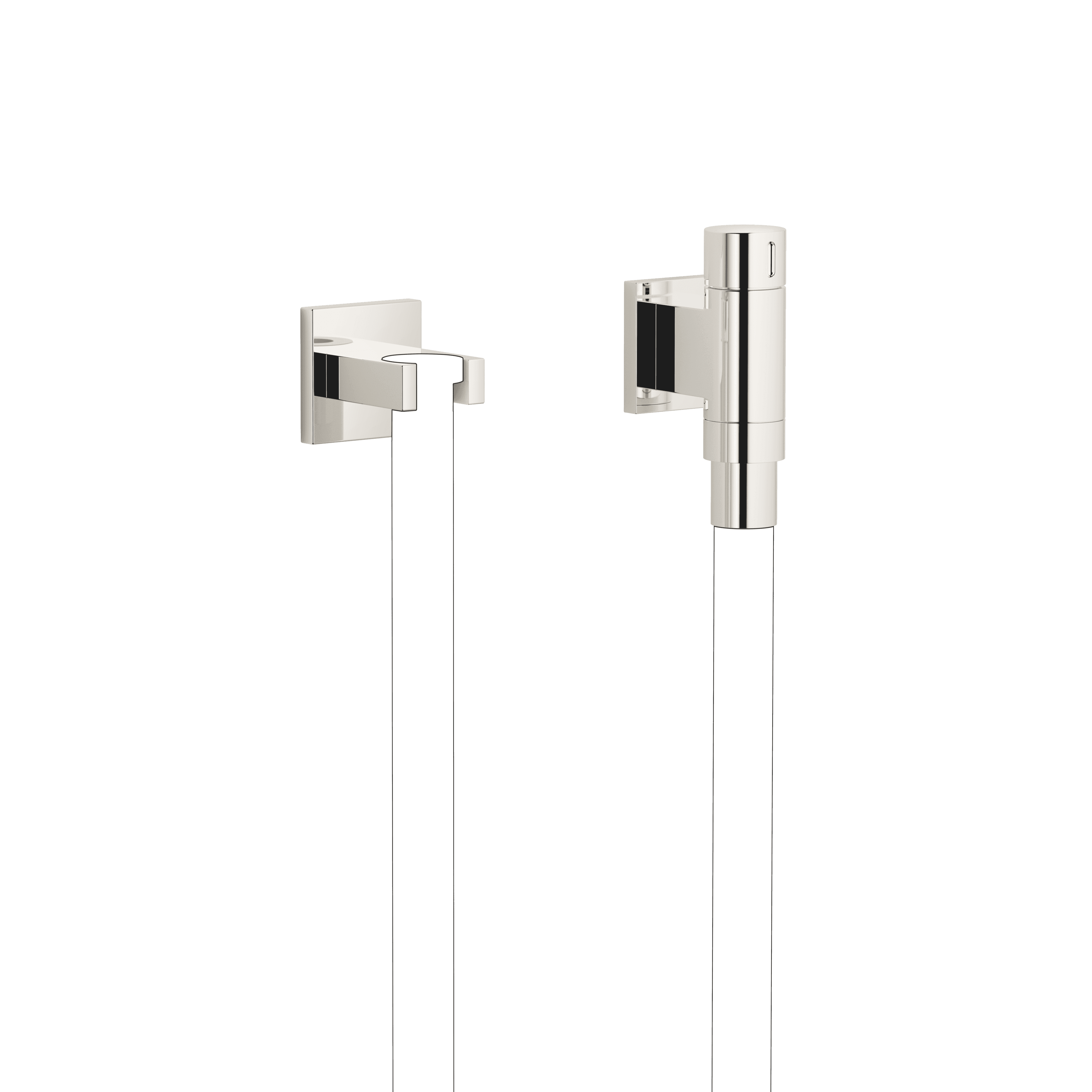 WATER TUBE Kneipp wall elbow with hose holder with individual rosettes in Platinum