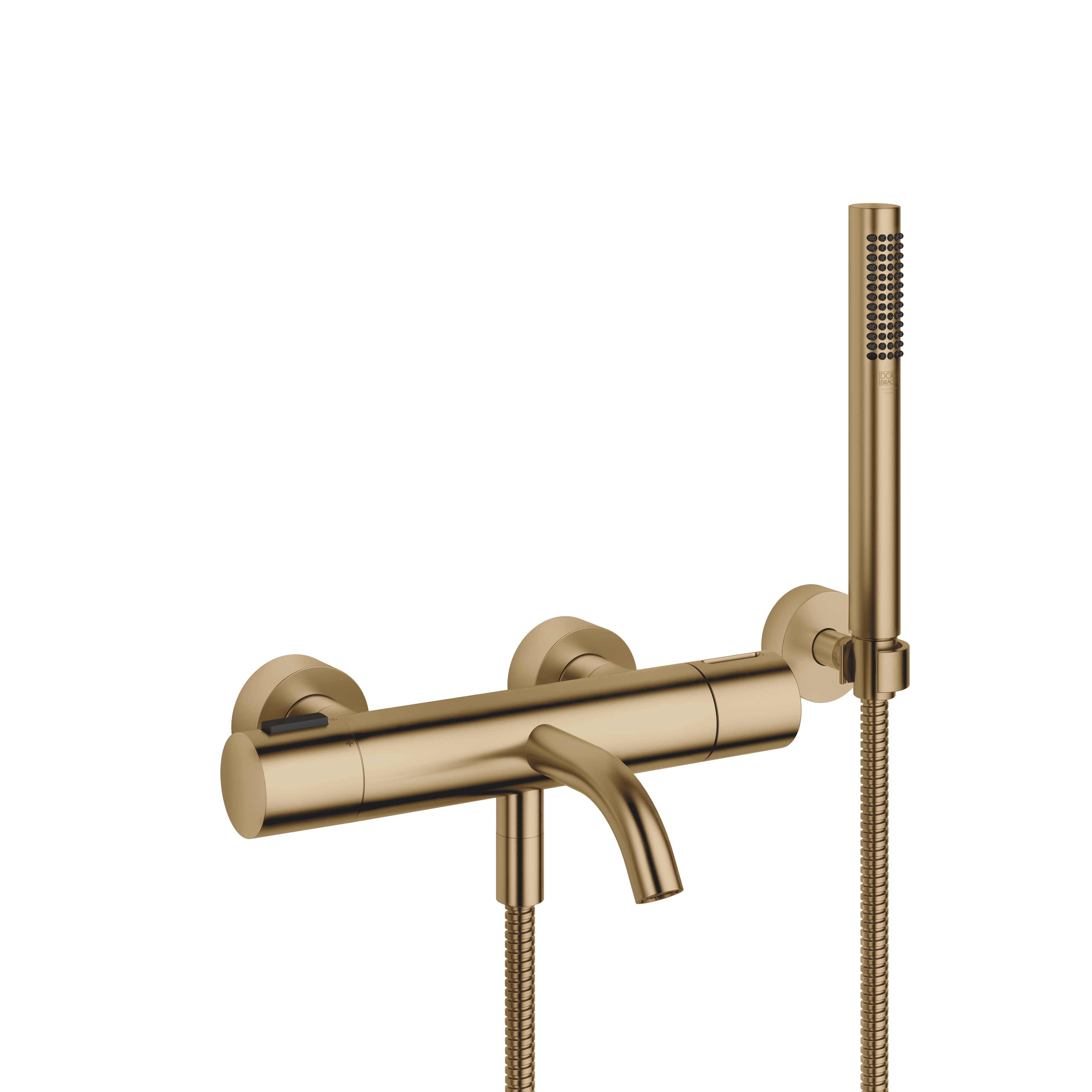 META Bath thermostat for wall mounting with hand shower set in Brushed Dark Brass (PVD)