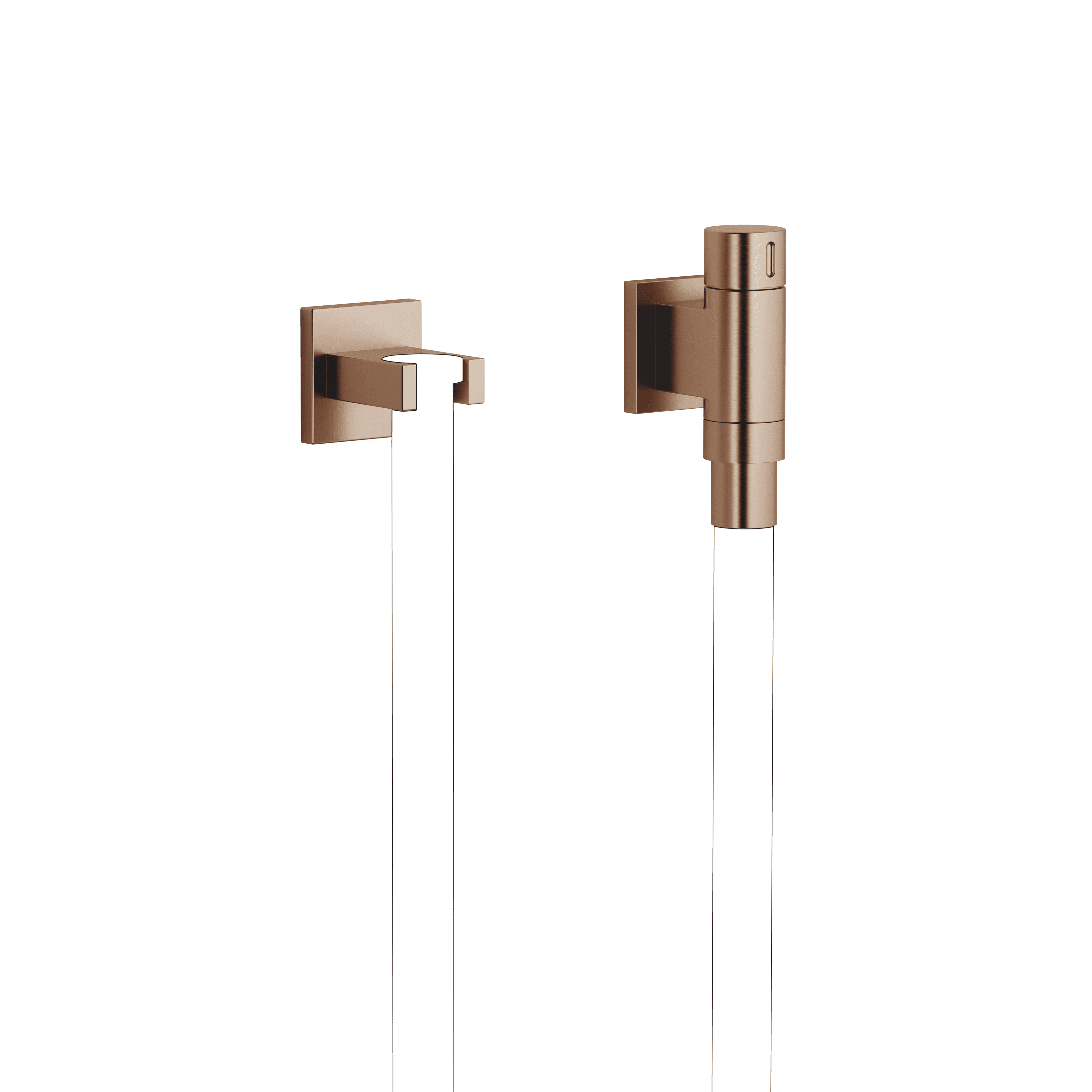WATER TUBE Kneipp wall elbow with hose holder with individual rosettes in Brushed Bronze (PVD)