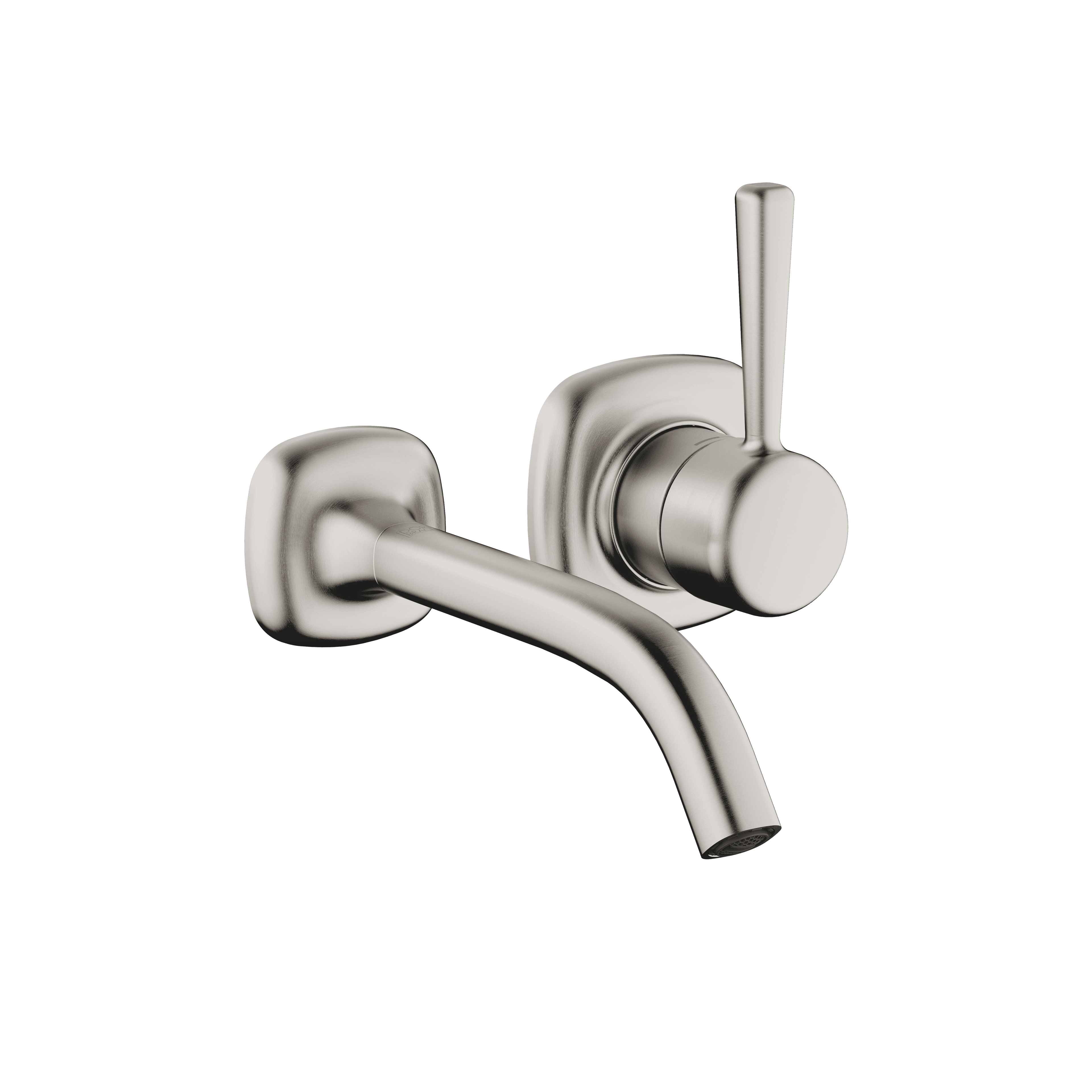 COYA Wall-mounted single-lever basin mixer without pop-up waste in Brushed Platinum