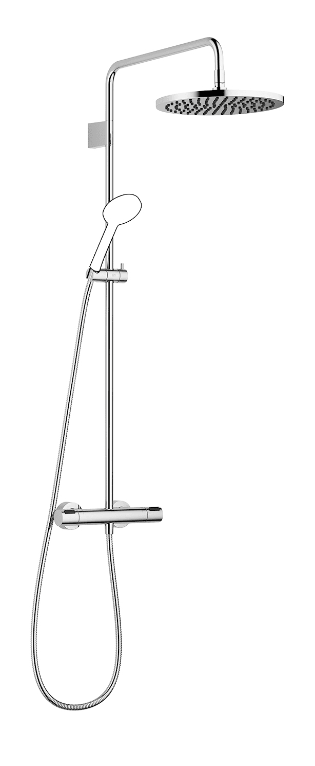 Shower pipe with shower thermostat without hand shower 300 mm in Brushed Dark Bronze (PVD)