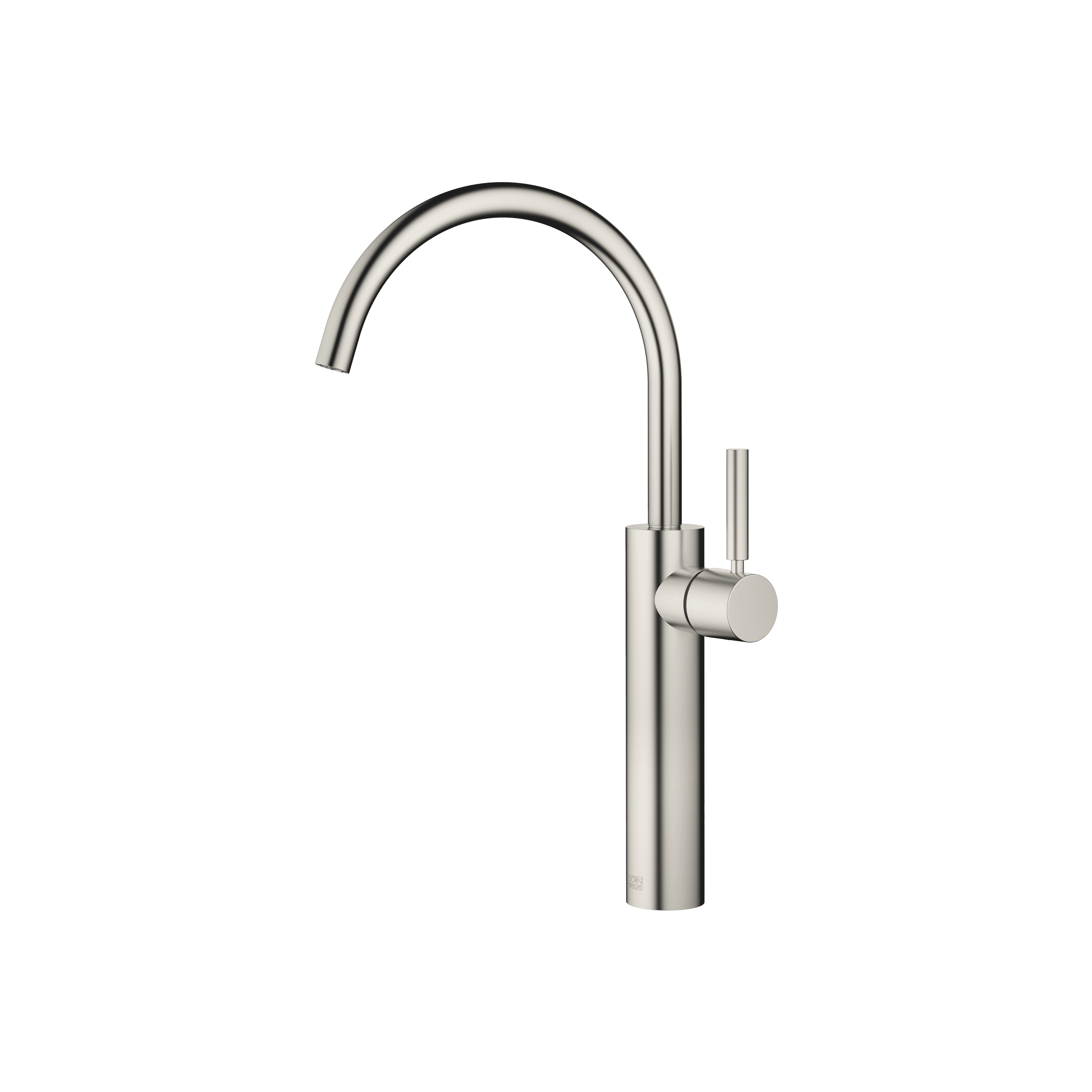 META Single-lever basin mixer with raised base without pop-up waste in Brushed Platinum