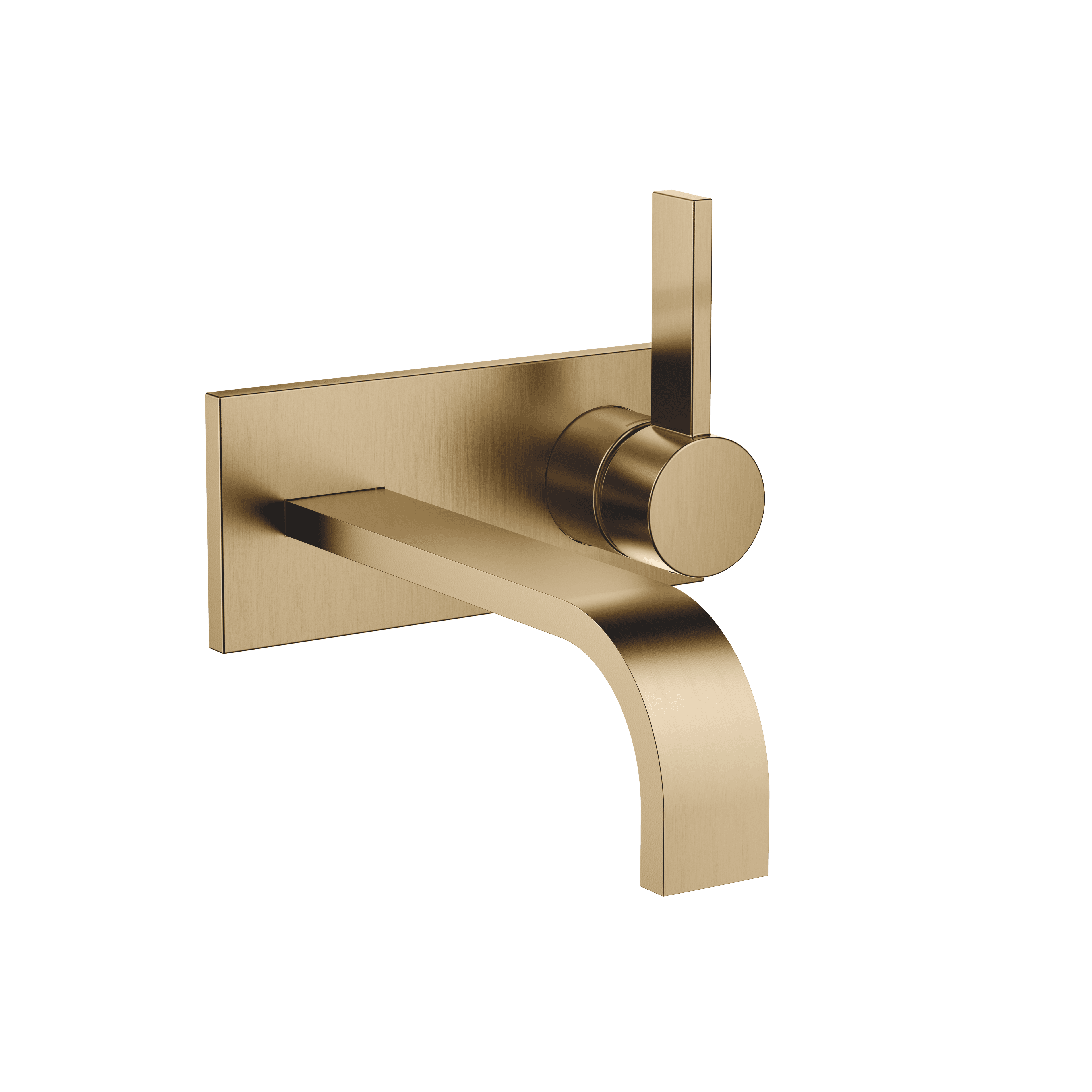 MEM Wall-mounted single-lever basin mixer with cover plate without pop-up waste in Brushed Dark Brass (PVD)