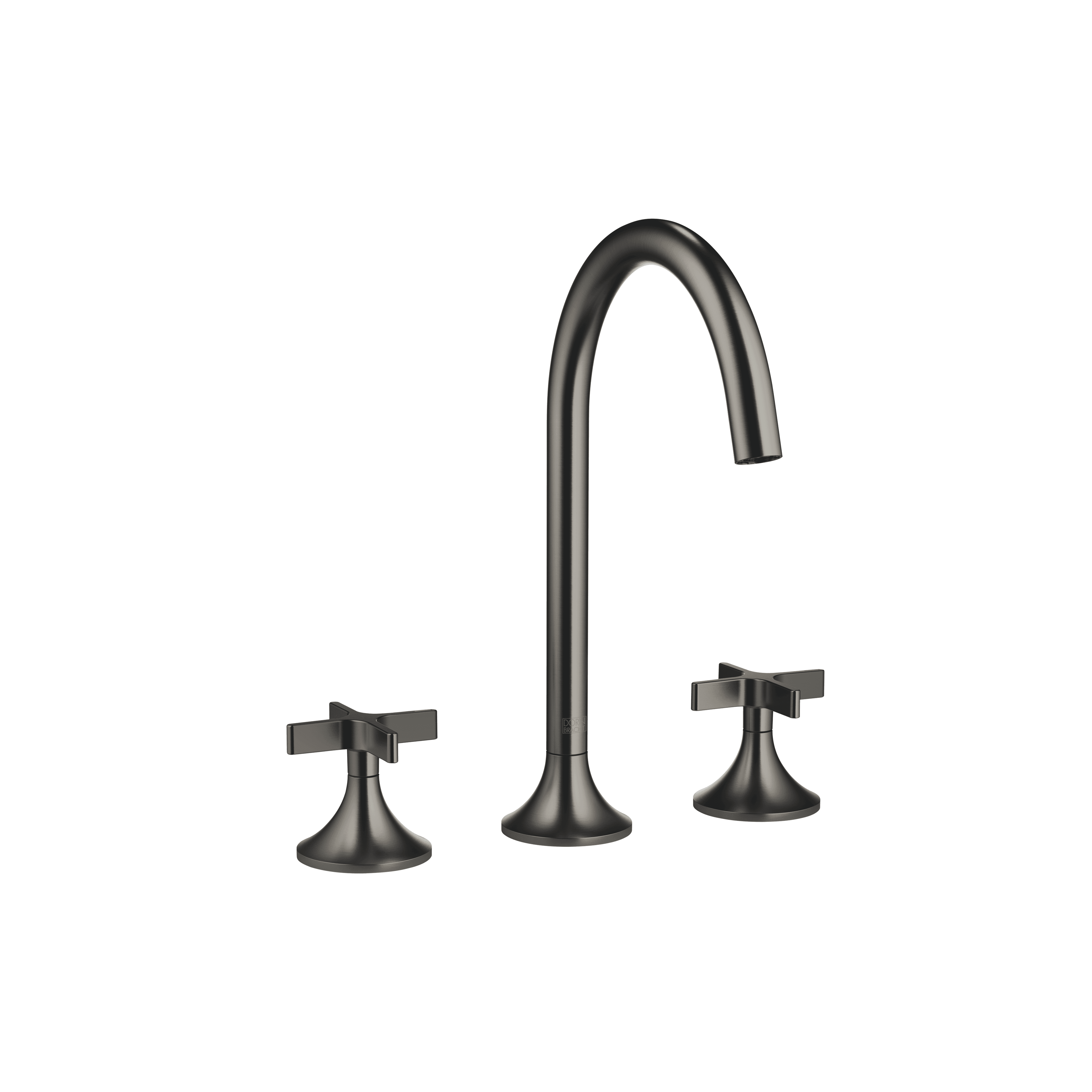 VAIA Three-hole basin mixer with pop-up waste in Brushed Dark Platinum