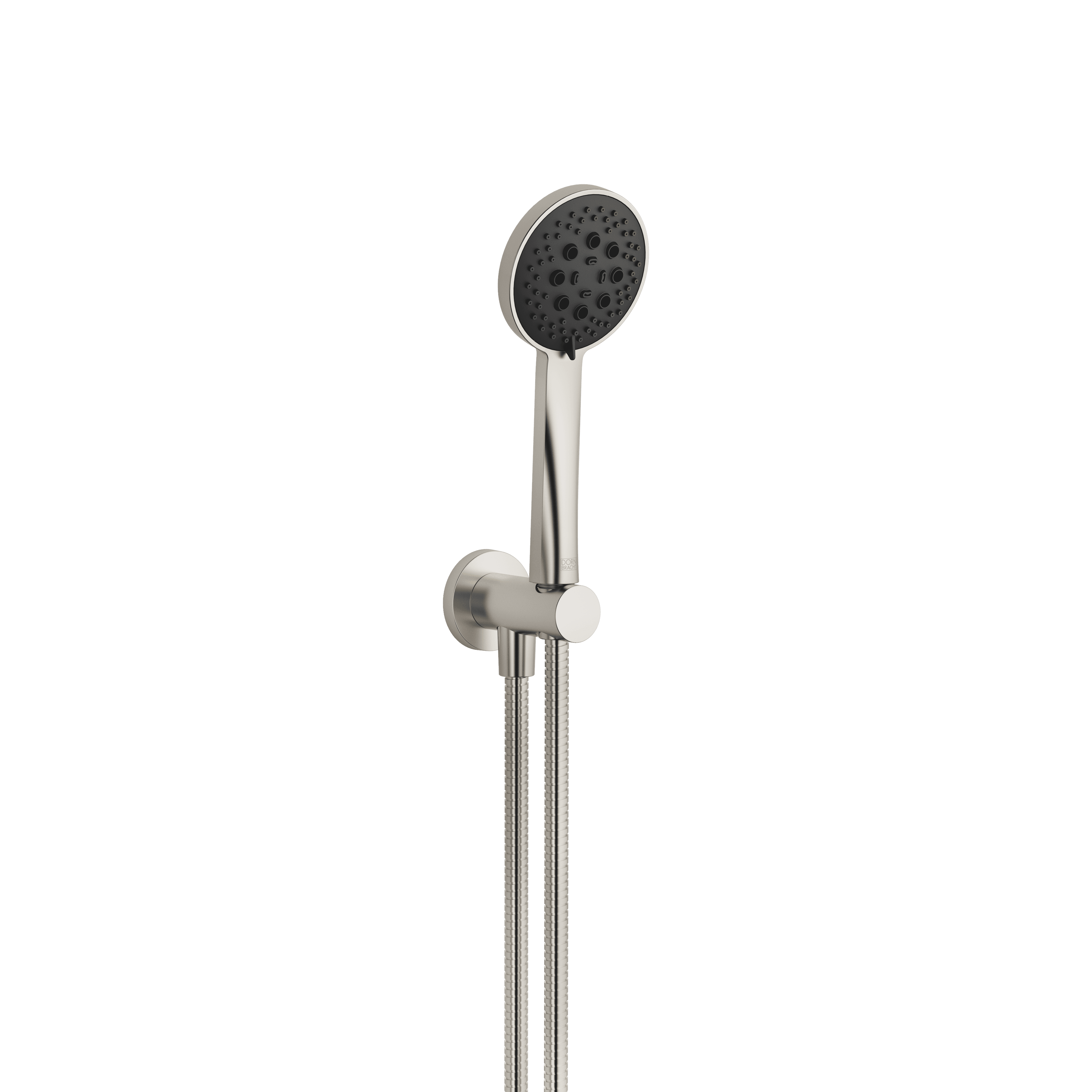 Hand shower set with integrated shower holder FlowReduce in Brushed Platinum