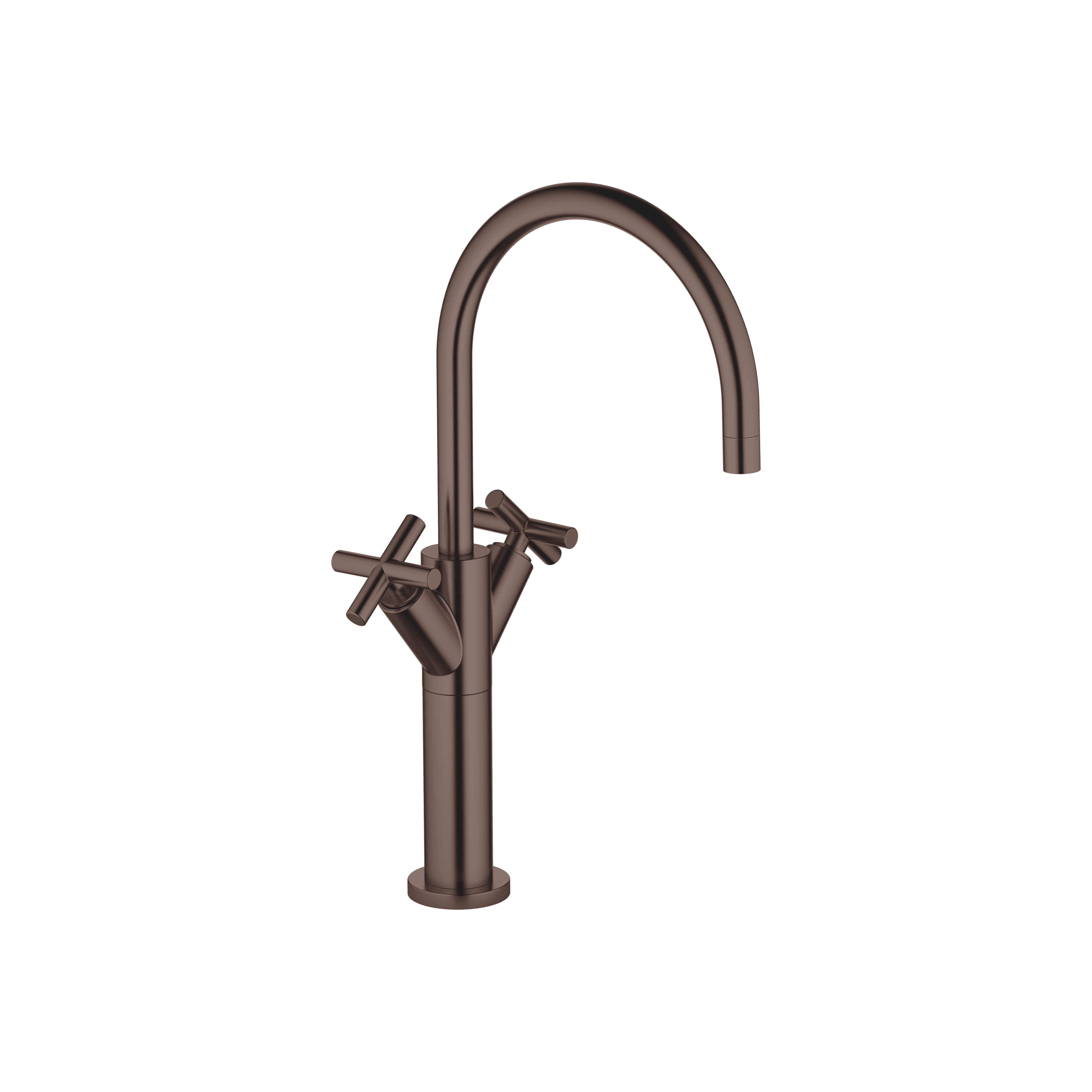 TARA Single-hole basin mixer with raised base without pop-up waste in Brushed Dark Bronze (PVD)