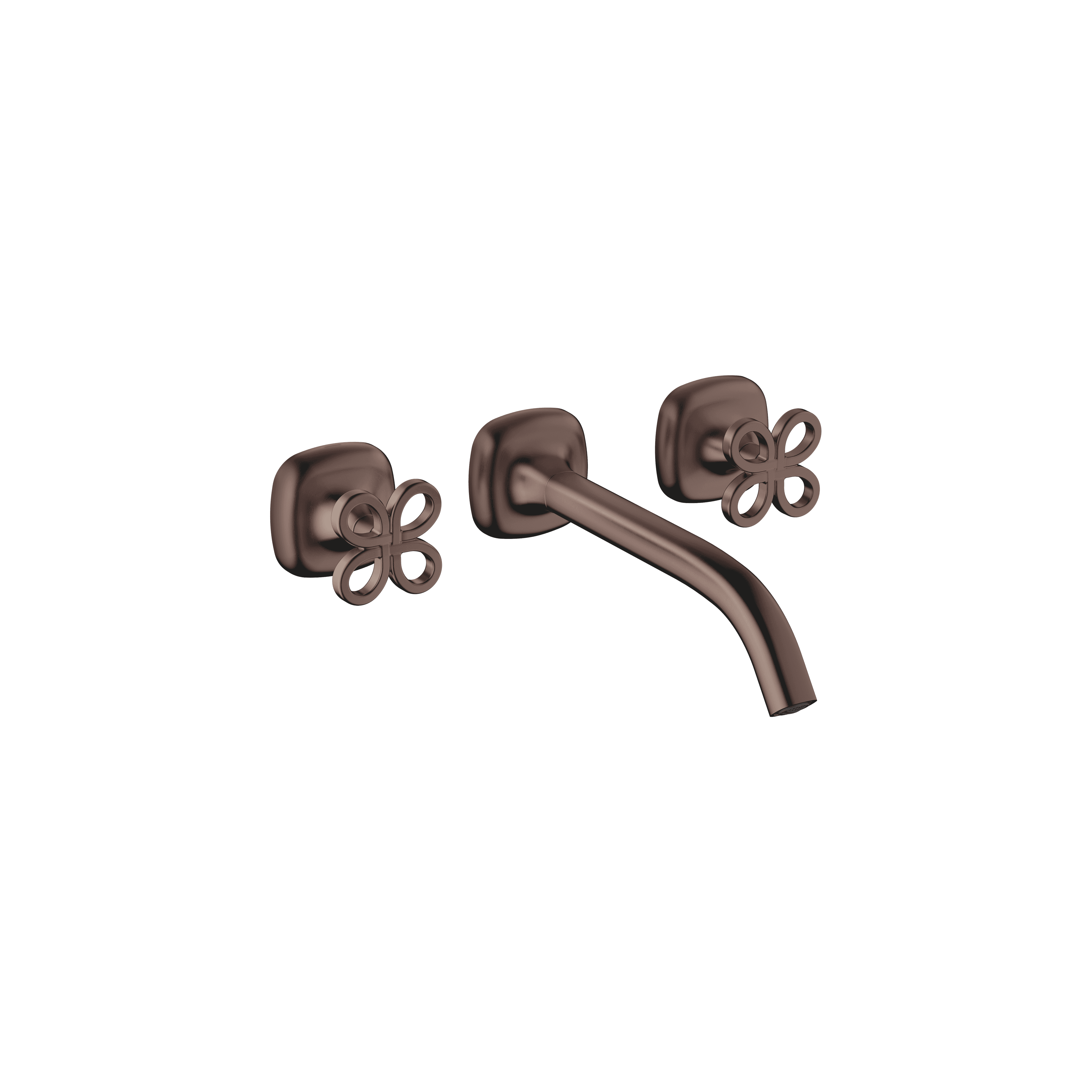 Wall-mounted basin mixer without pop-up waste in Brushed Dark Bronze (PVD)