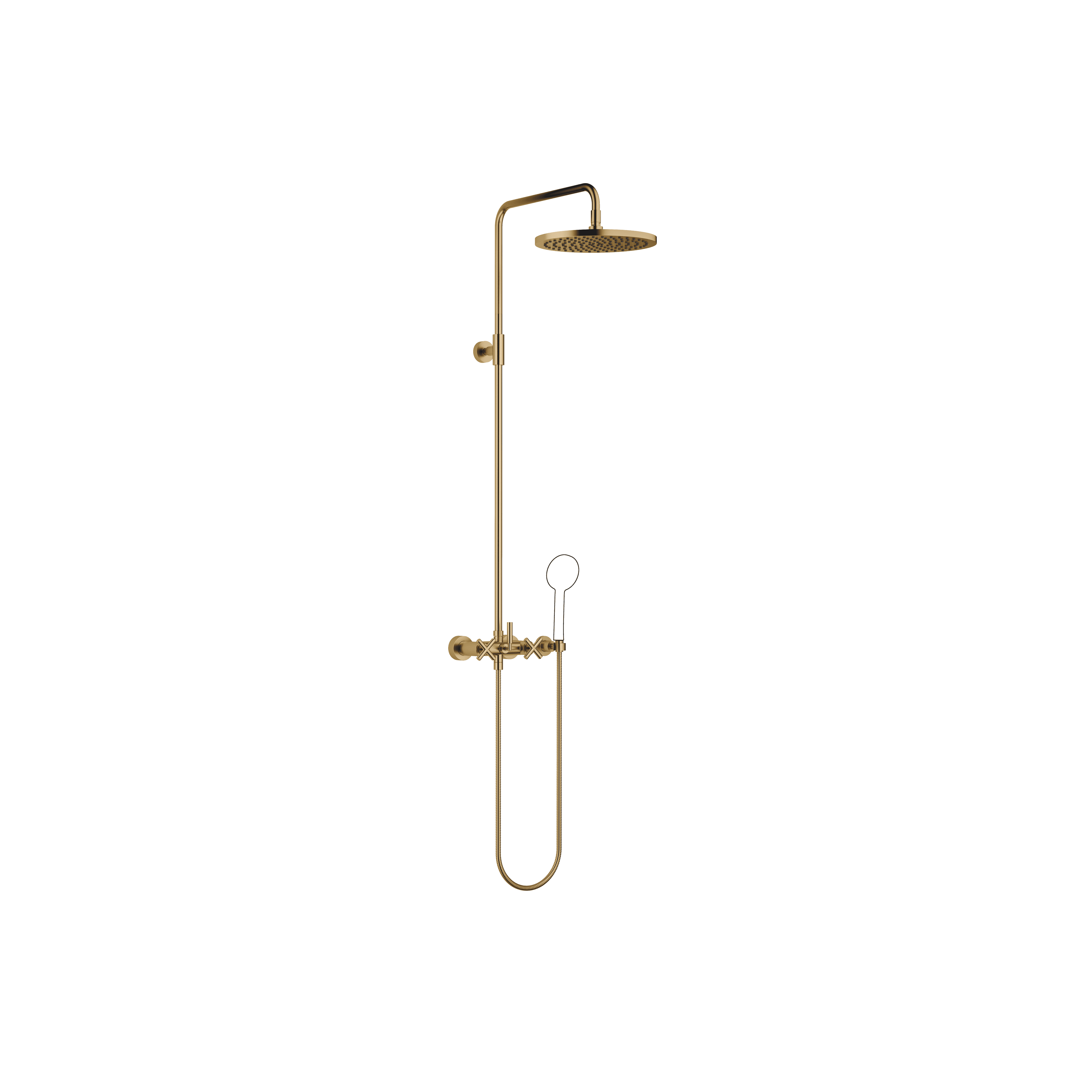 TARA Showerpipe with shower mixer without hand shower 300 mm in Brushed Dark Brass (PVD)