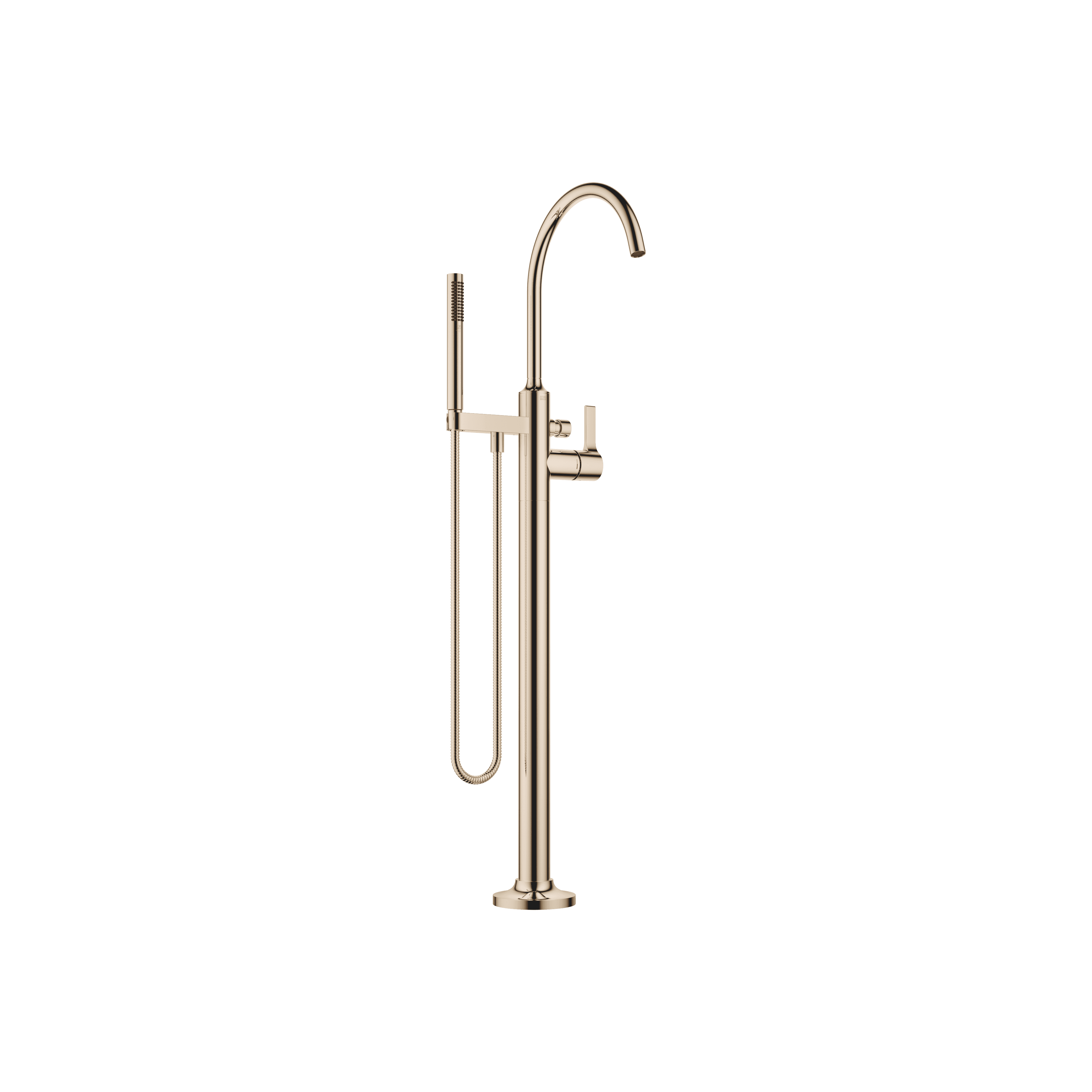 VAIA Single-lever bath mixer with stand pipe for free-standing assembly with hand shower set in Champagne (22kt Gold)
