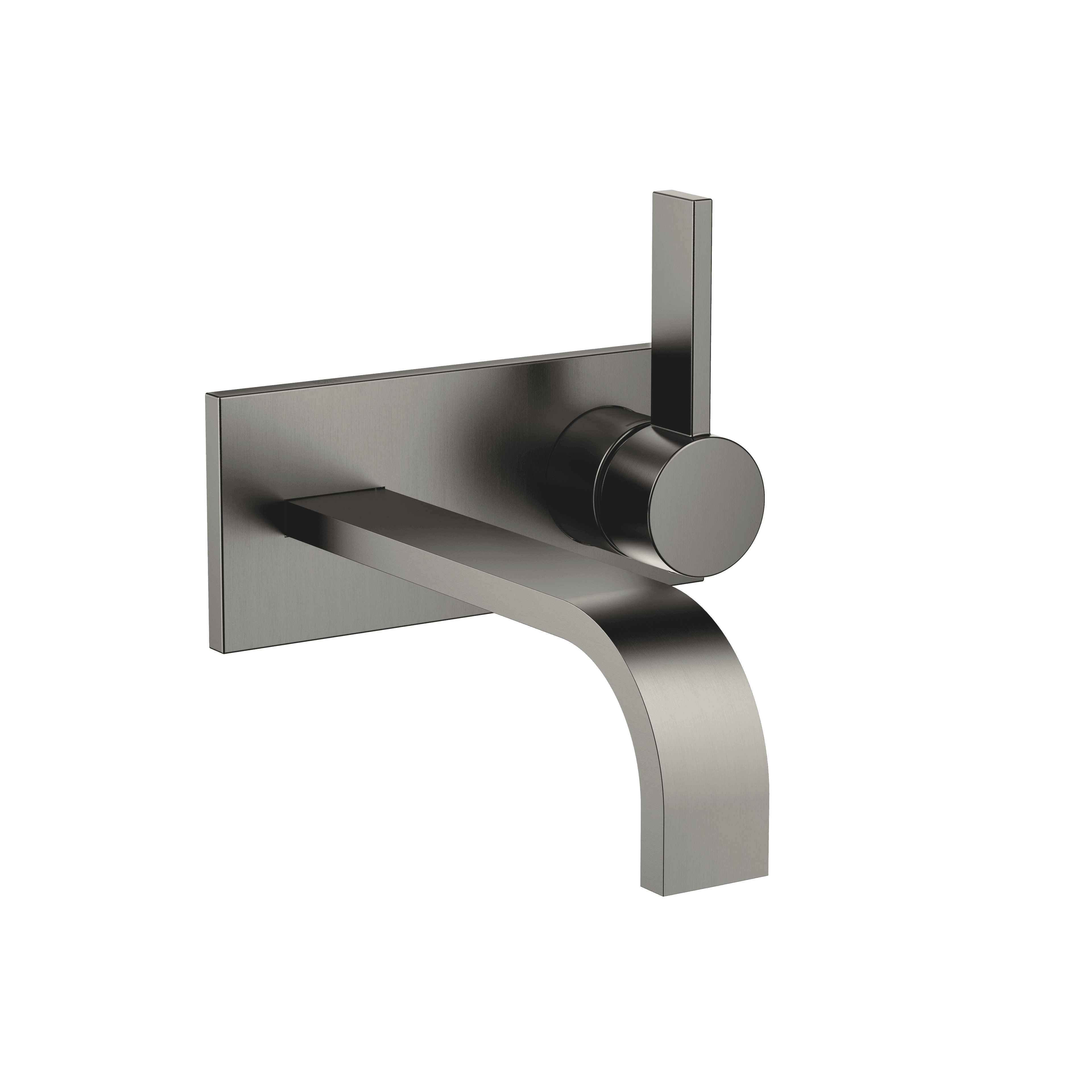 MEM Wall-mounted single-lever basin mixer with cover plate without pop-up waste in Brushed Dark Platinum