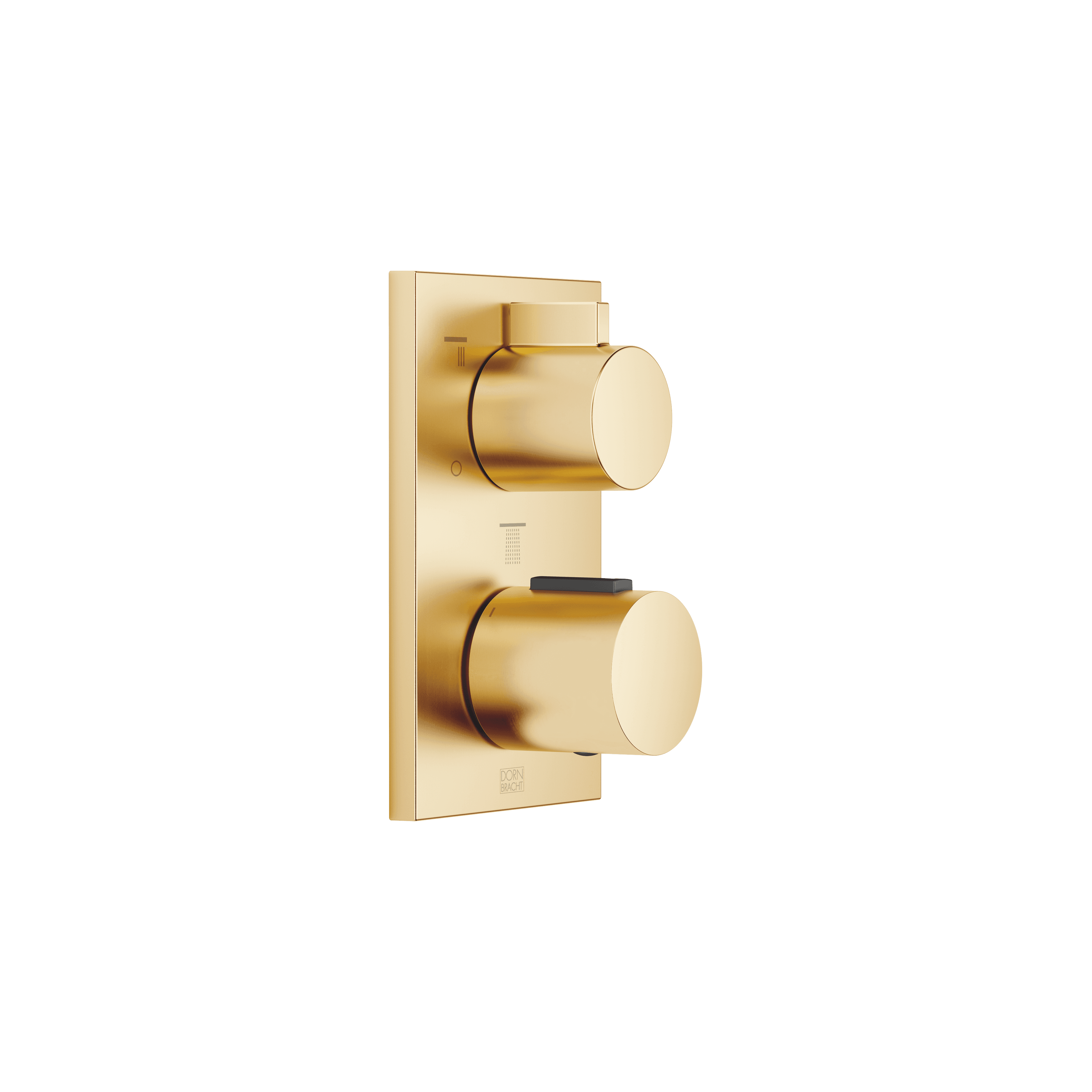 Concealed thermostat with three function volume control in Brushed Gold (PVD)