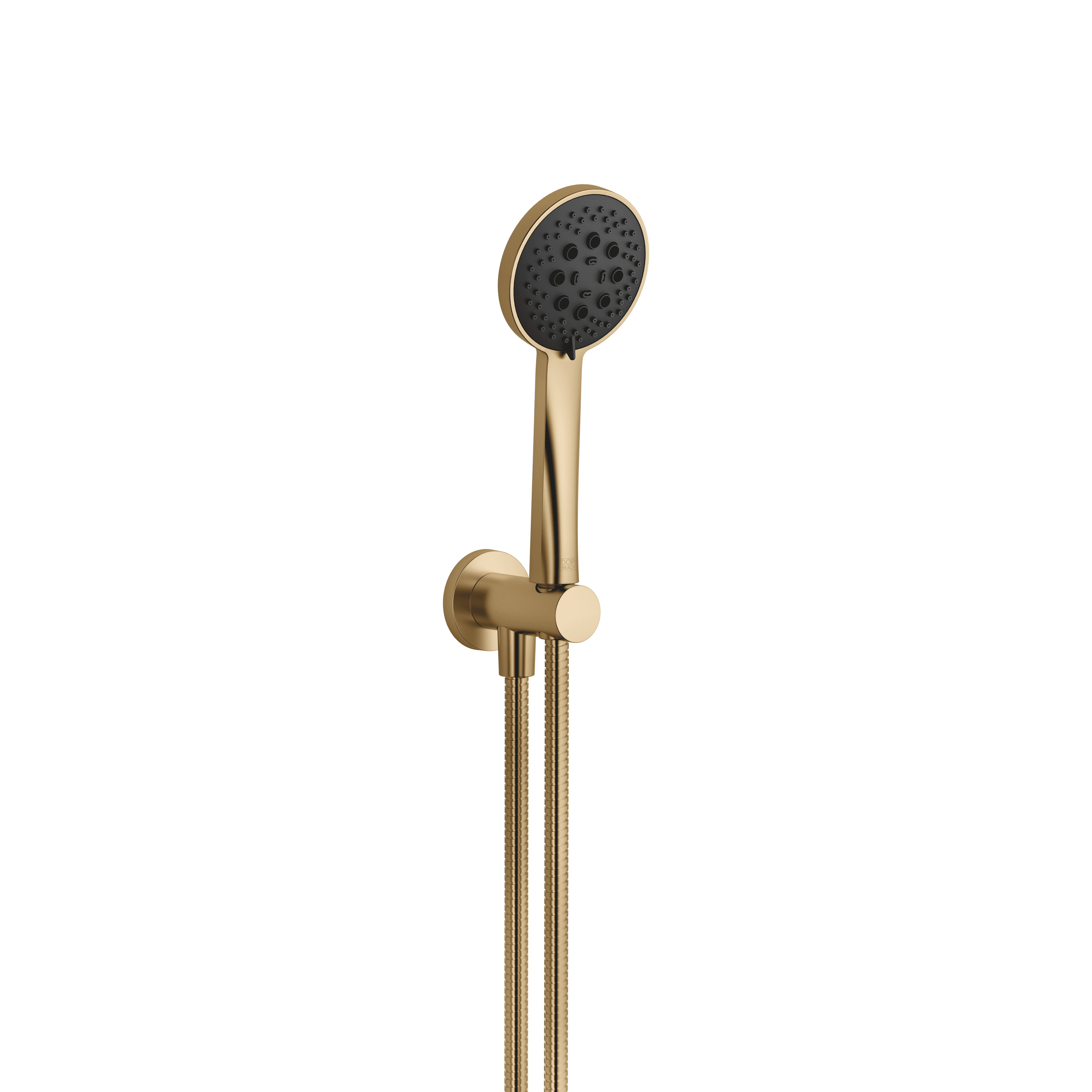 Hand shower set with integrated shower holder FlowReduce in Brushed Dark Brass (PVD)