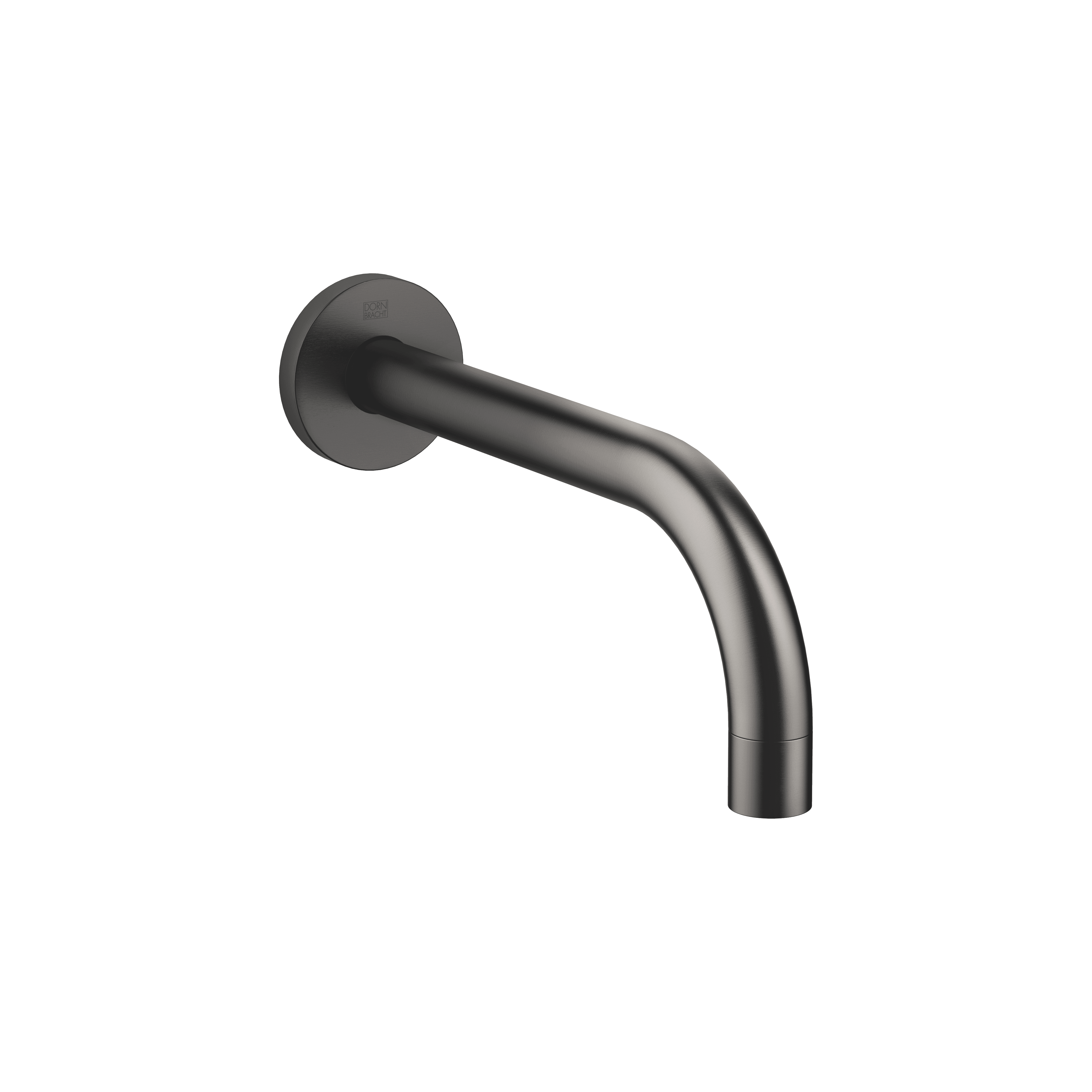 Wall-mounted basin spout without pop-up waste in Brushed Dark Platinum