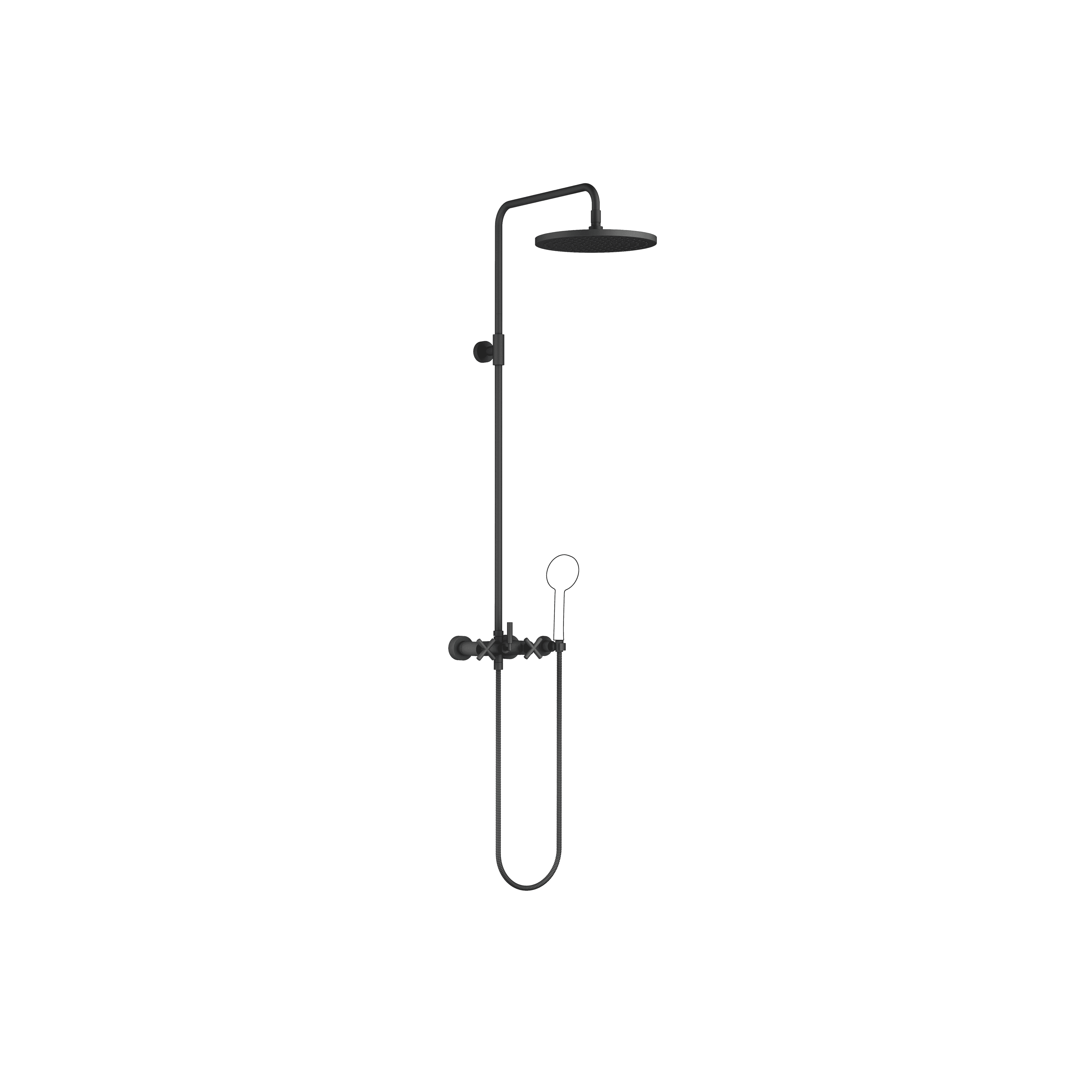 TARA Showerpipe with shower mixer without hand shower 300 mm in Matte Black