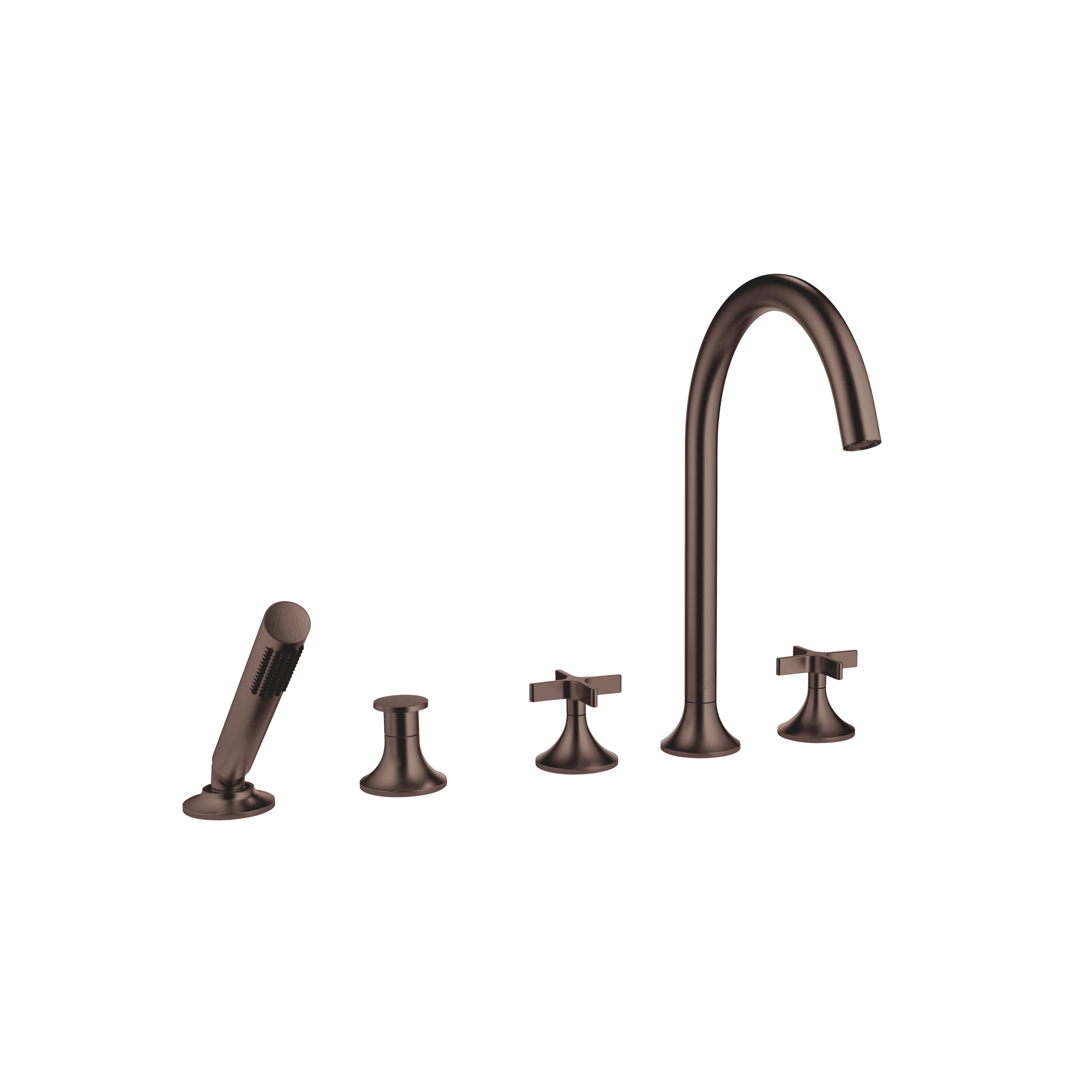 VAIA Five-hole bath mixer for deck mounting with diverter in Brushed Dark Bronze (PVD)