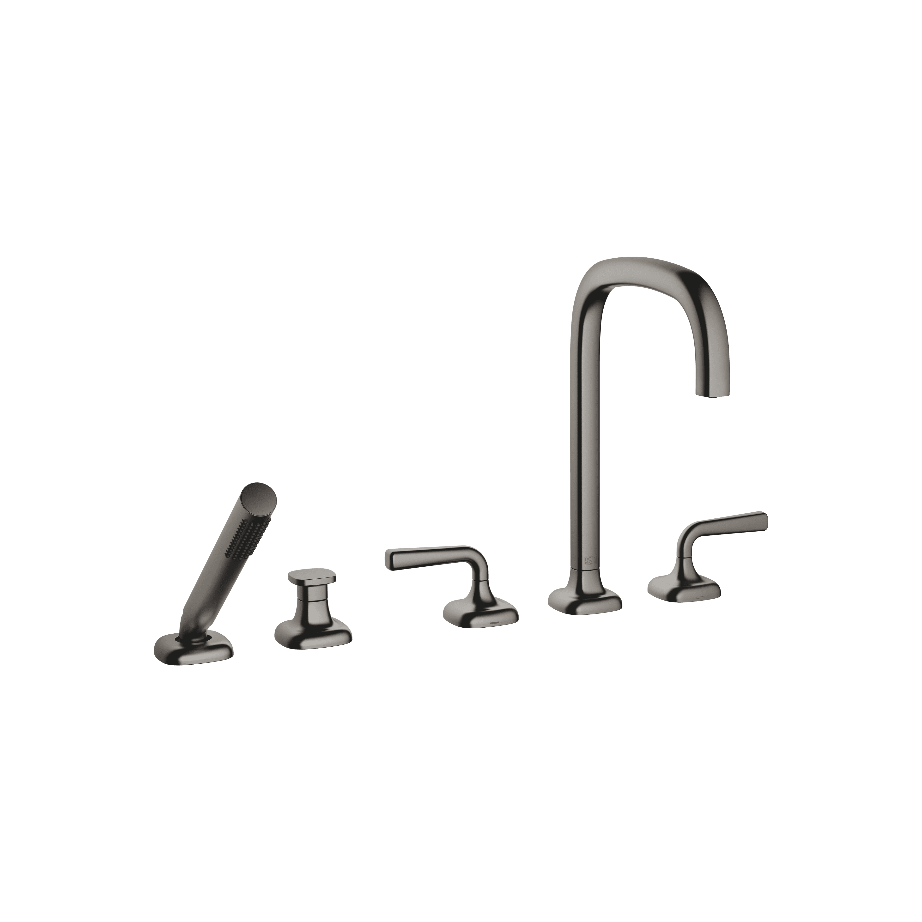COYA Five-hole bath mixer for deck mounting with diverter in Brushed Dark Platinum
