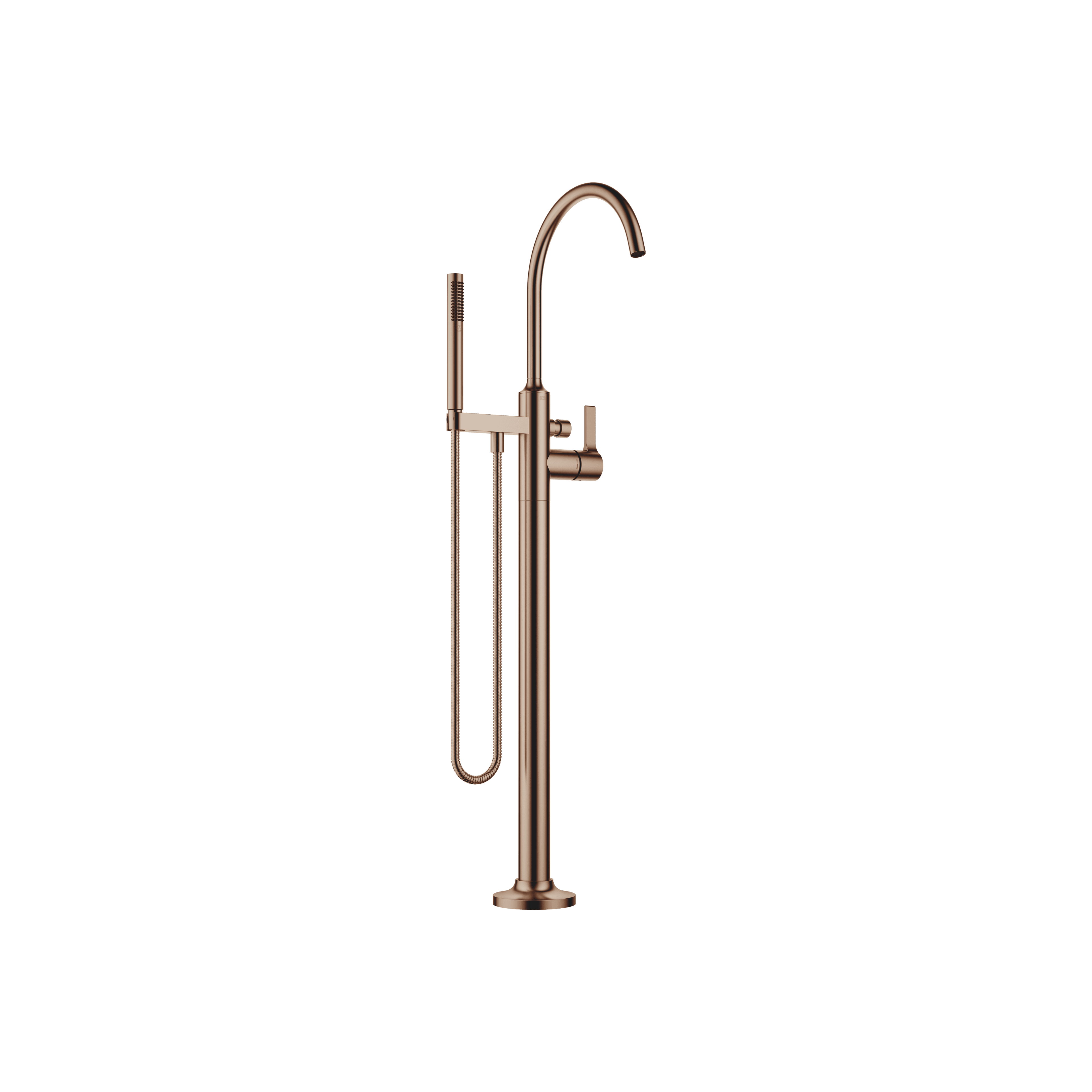 VAIA Single-lever bath mixer with stand pipe for free-standing assembly with hand shower set in Brushed Bronze (PVD)