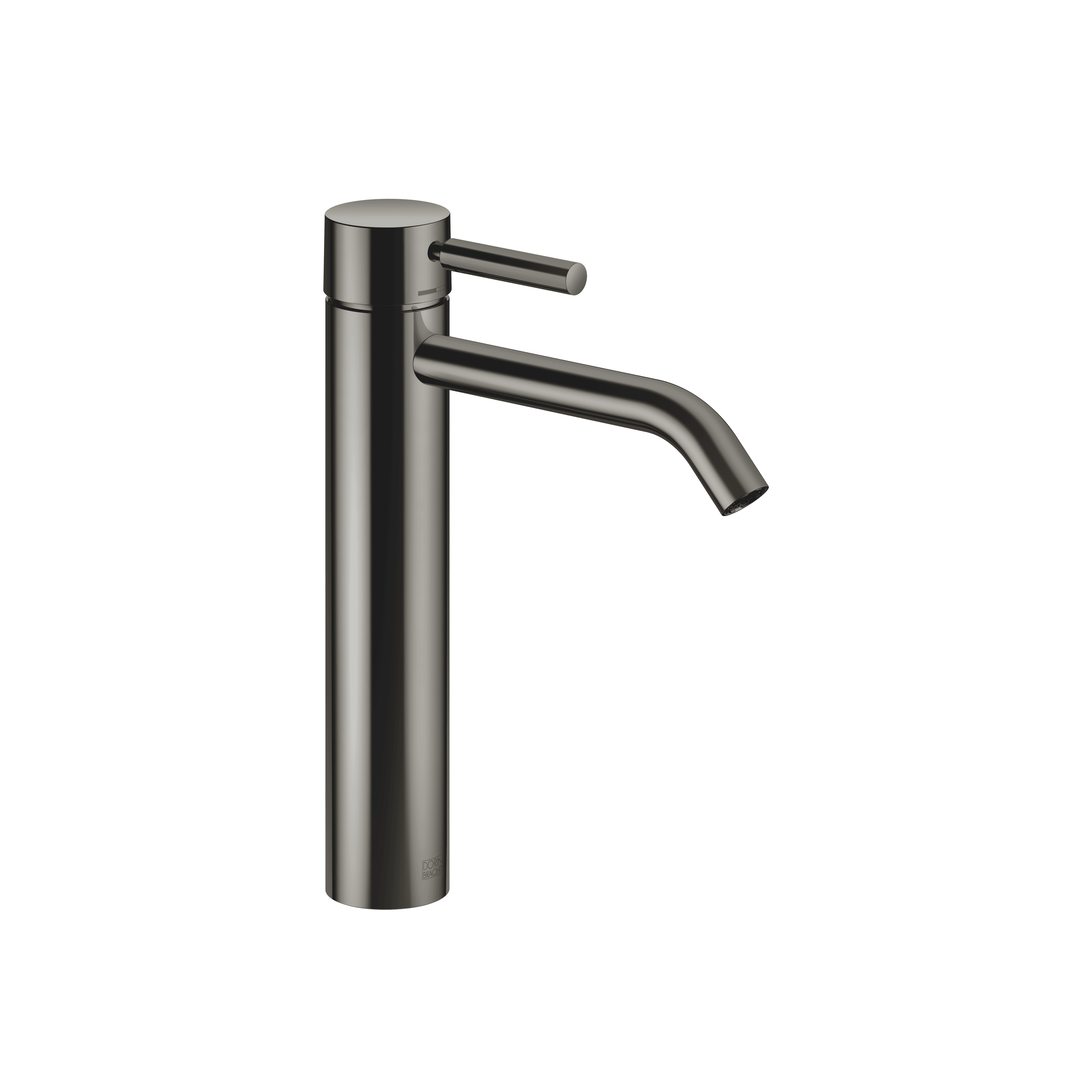 META Single-lever basin mixer with raised base without pop-up waste in Dark Chrome