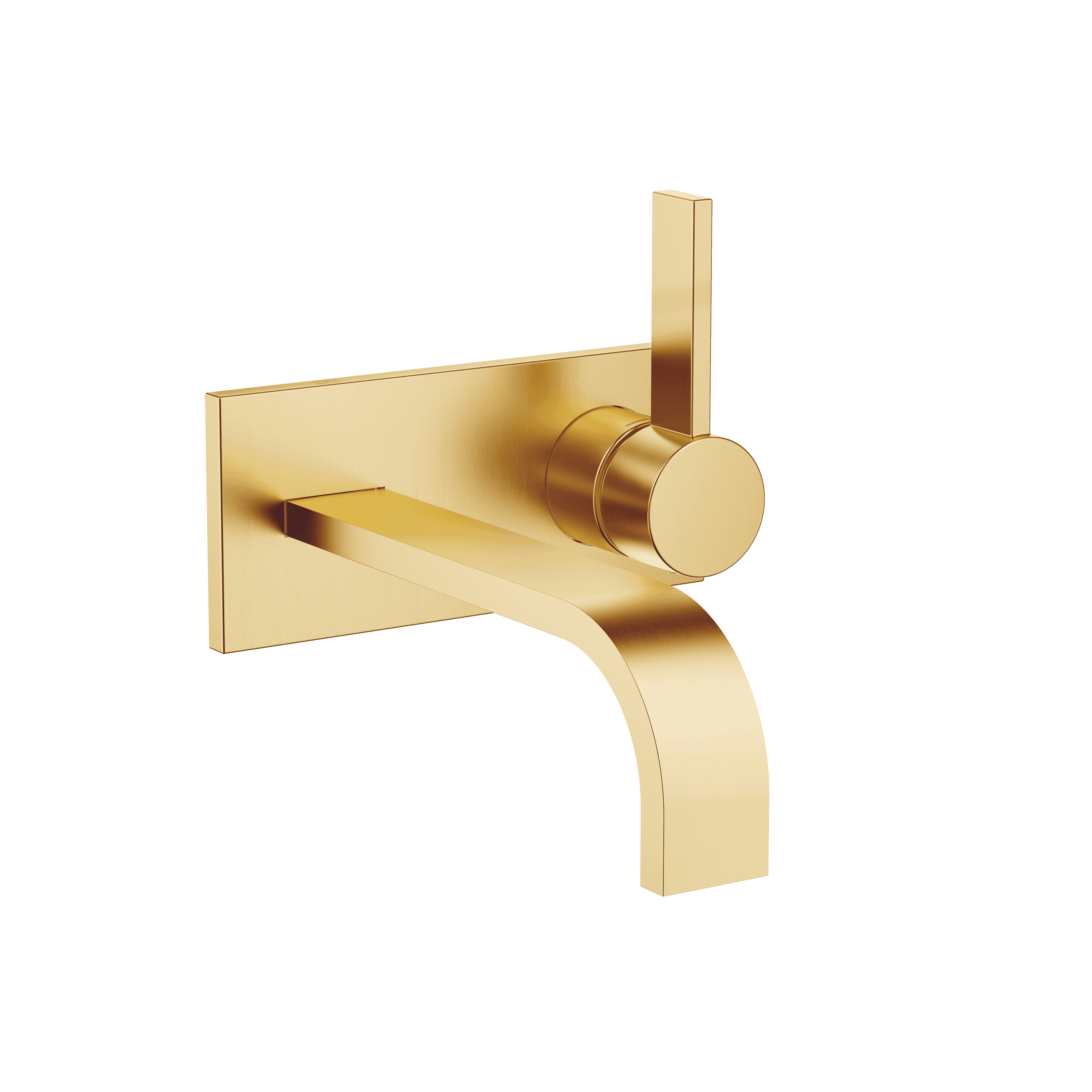 MEM Wall-mounted single-lever basin mixer with cover plate without pop-up waste in Brushed Durabrass (23kt Gold)