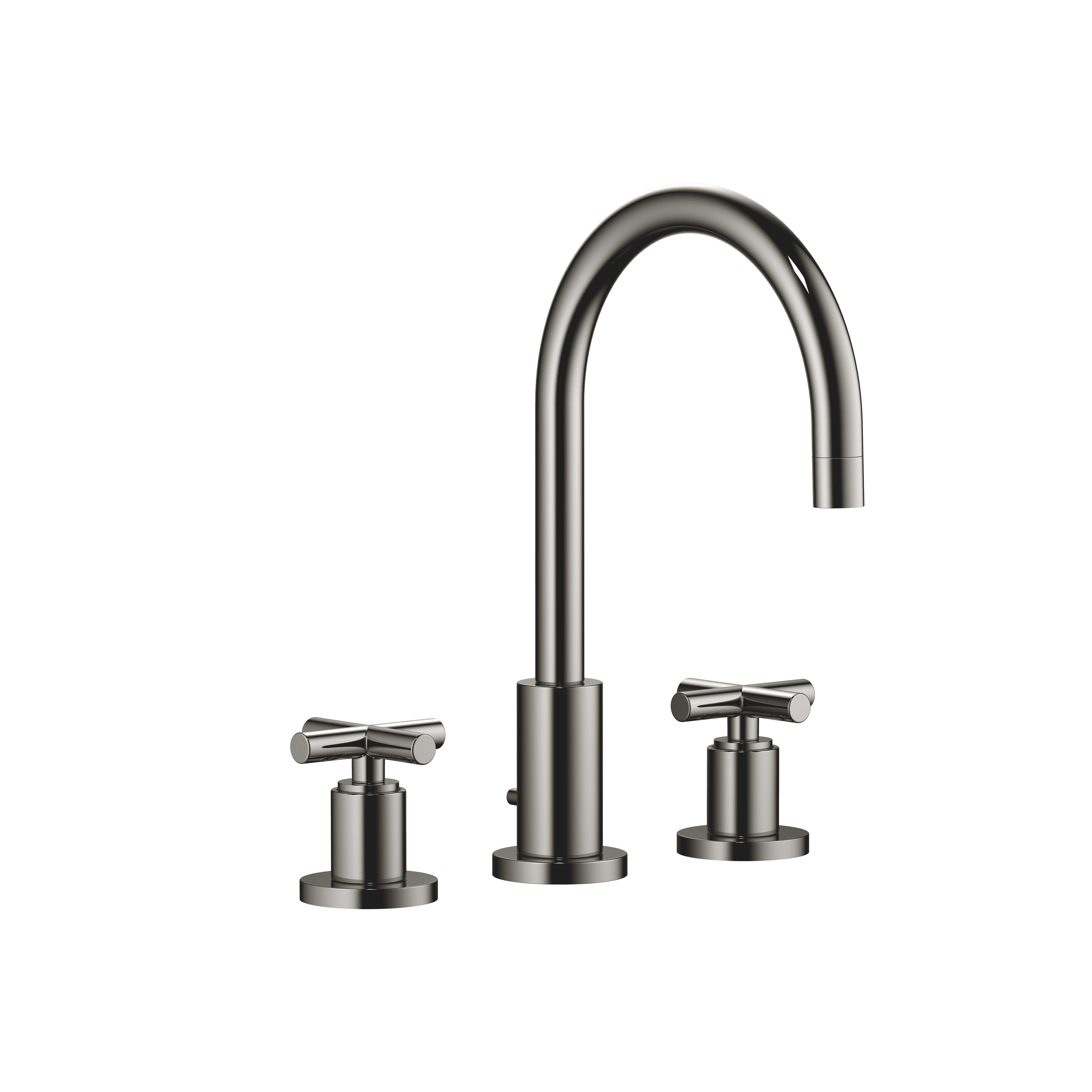 TARA Three-hole basin mixer with pop-up waste in Dark Chrome