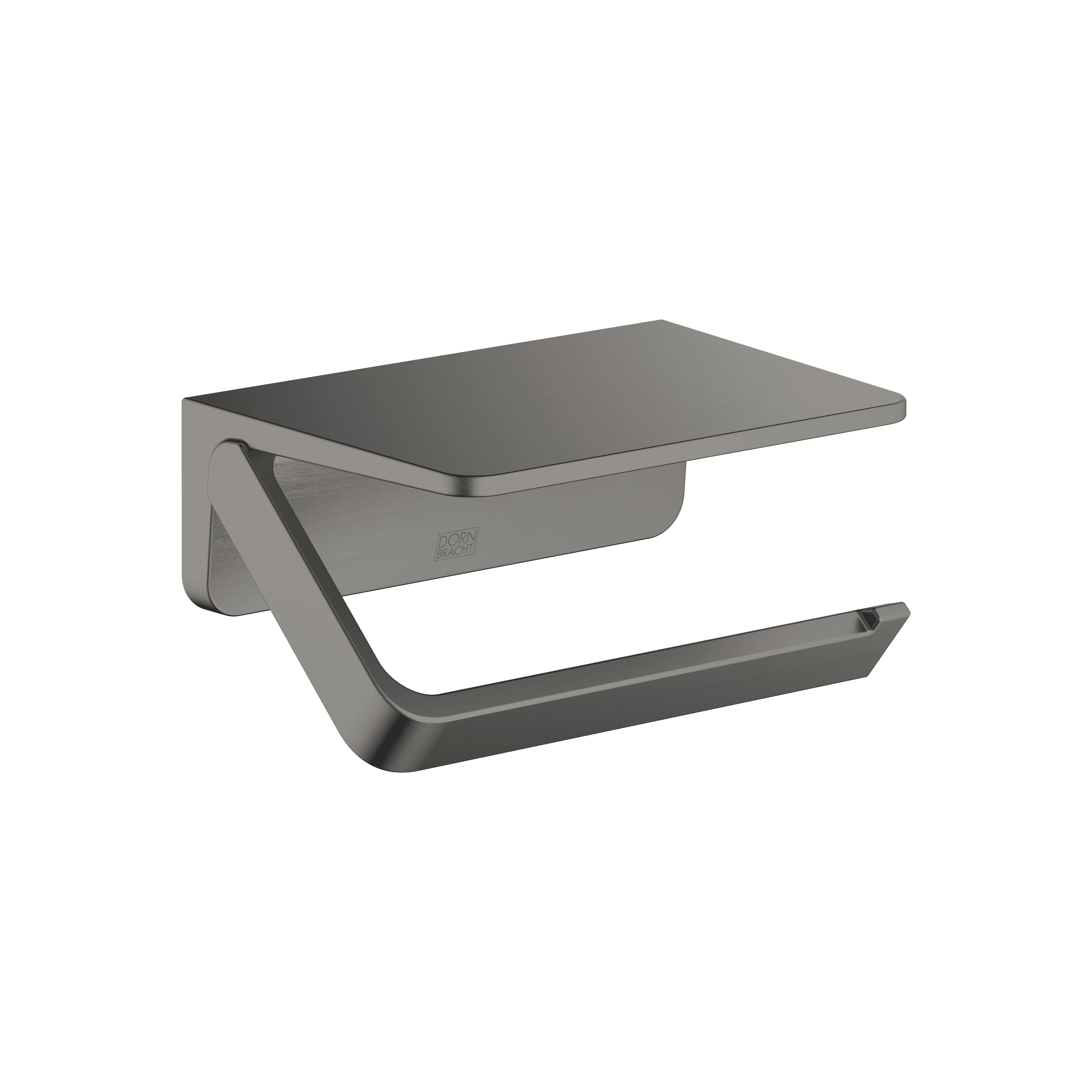 Tissue holder with shelf in Brushed Dark Platinum