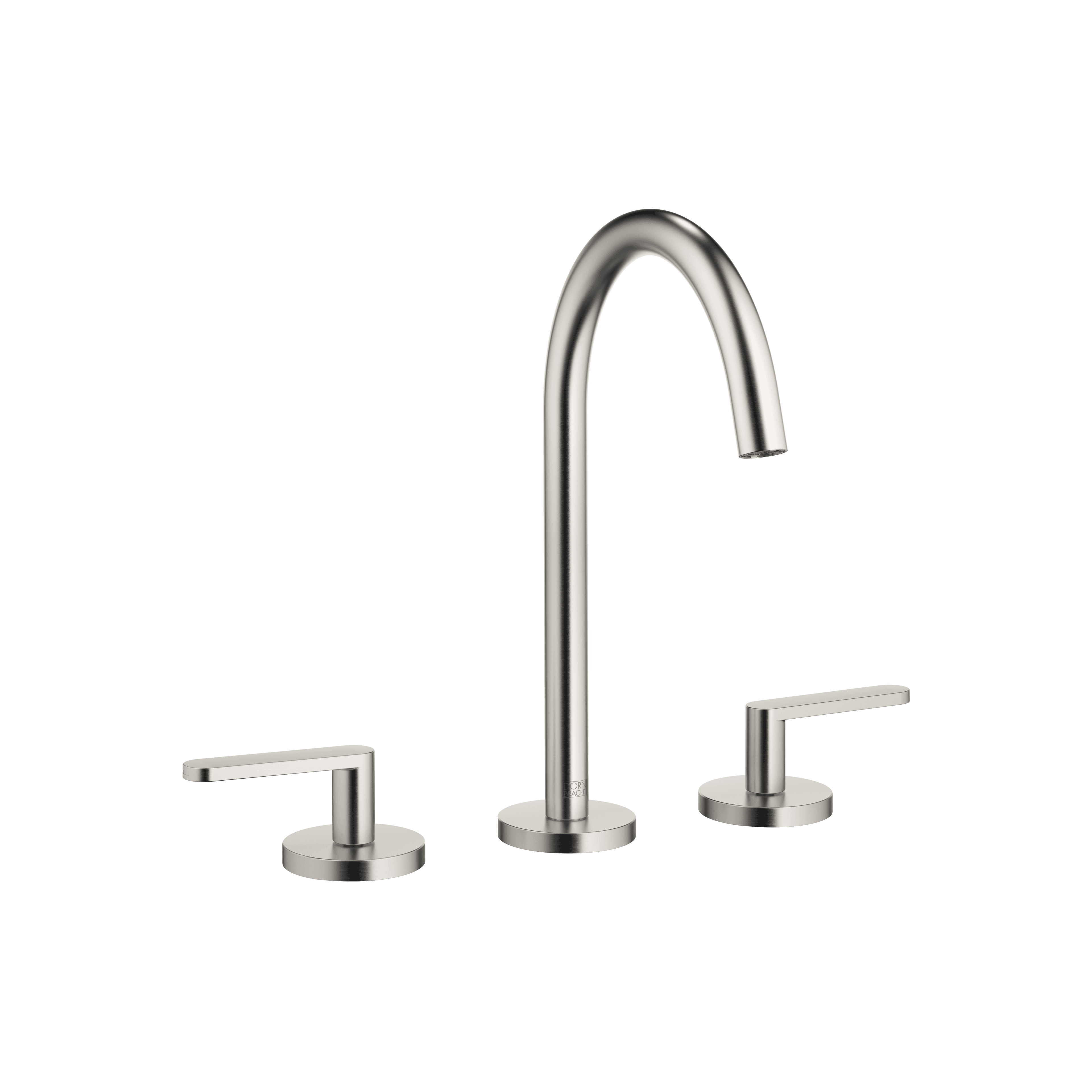 META Three-hole basin mixer with pop-up waste in Brushed Platinum