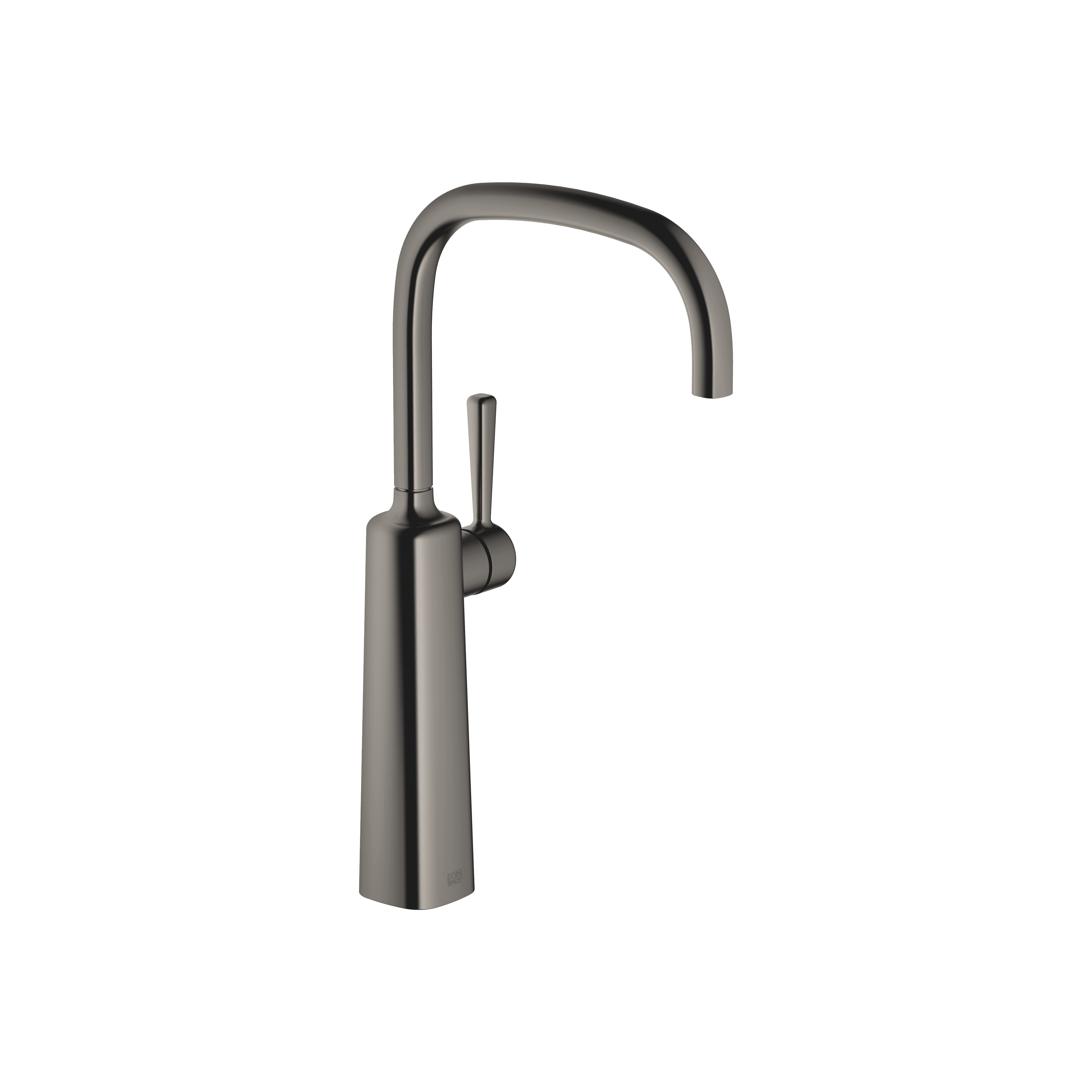 COYA Single-lever basin mixer with raised base without pop-up waste in Brushed Dark Platinum