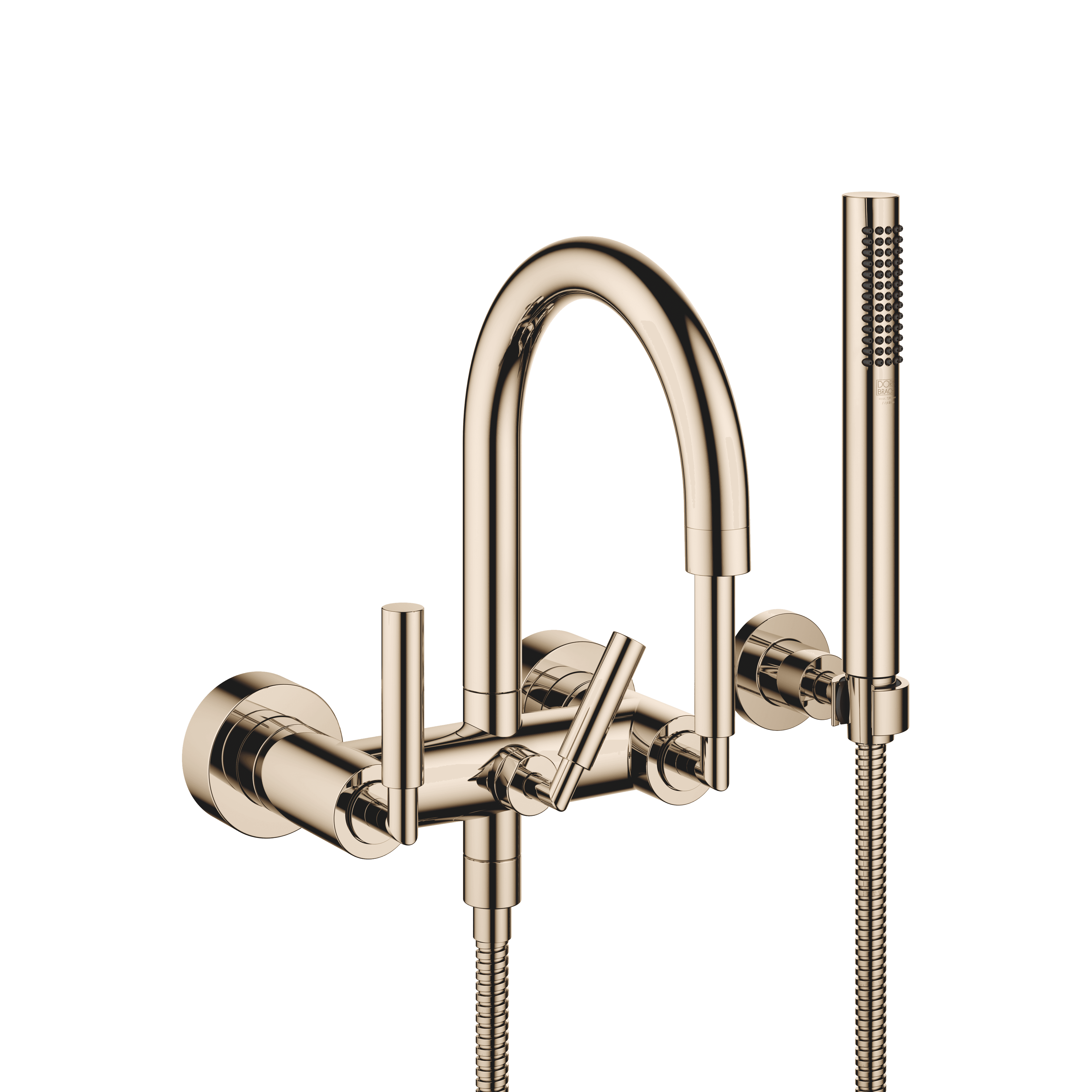 TARA Bath mixer for wall mounting with hand shower set in Champagne (22kt Gold)