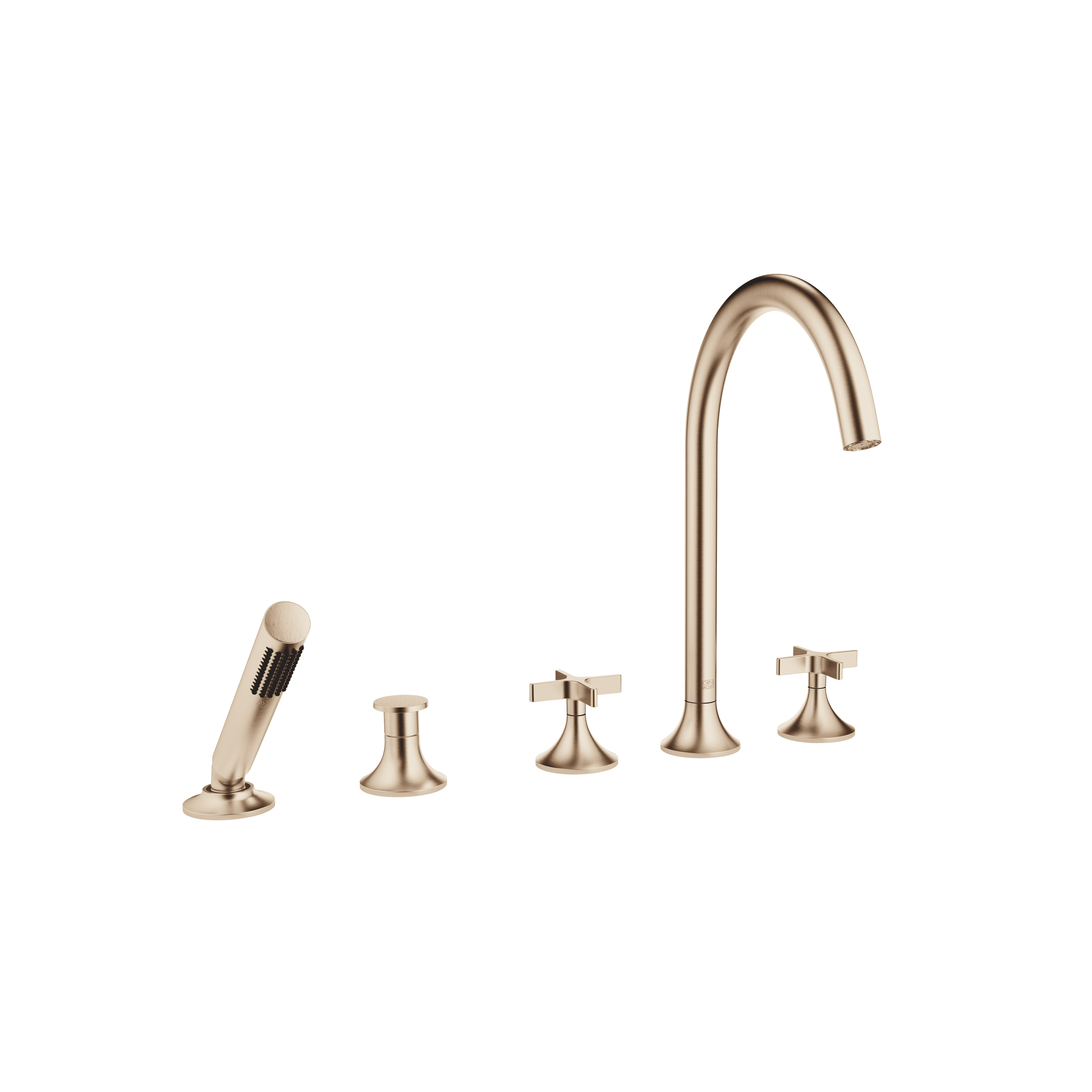 VAIA Five-hole bath mixer for deck mounting with diverter in Brushed Champagne (22kt Gold)