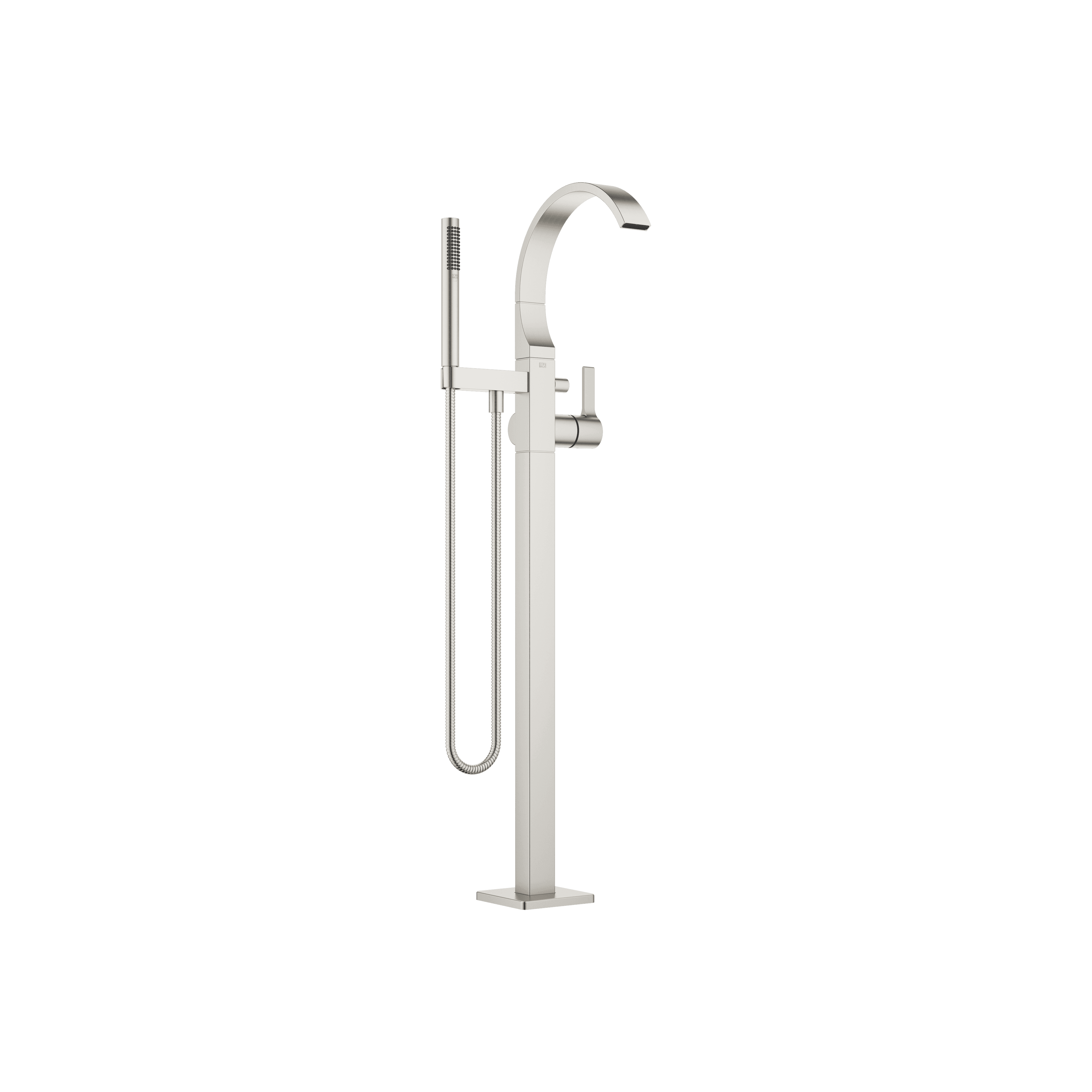 CYO Single-lever bath mixer with stand pipe for free-standing assembly with hand shower set in Brushed Platinum