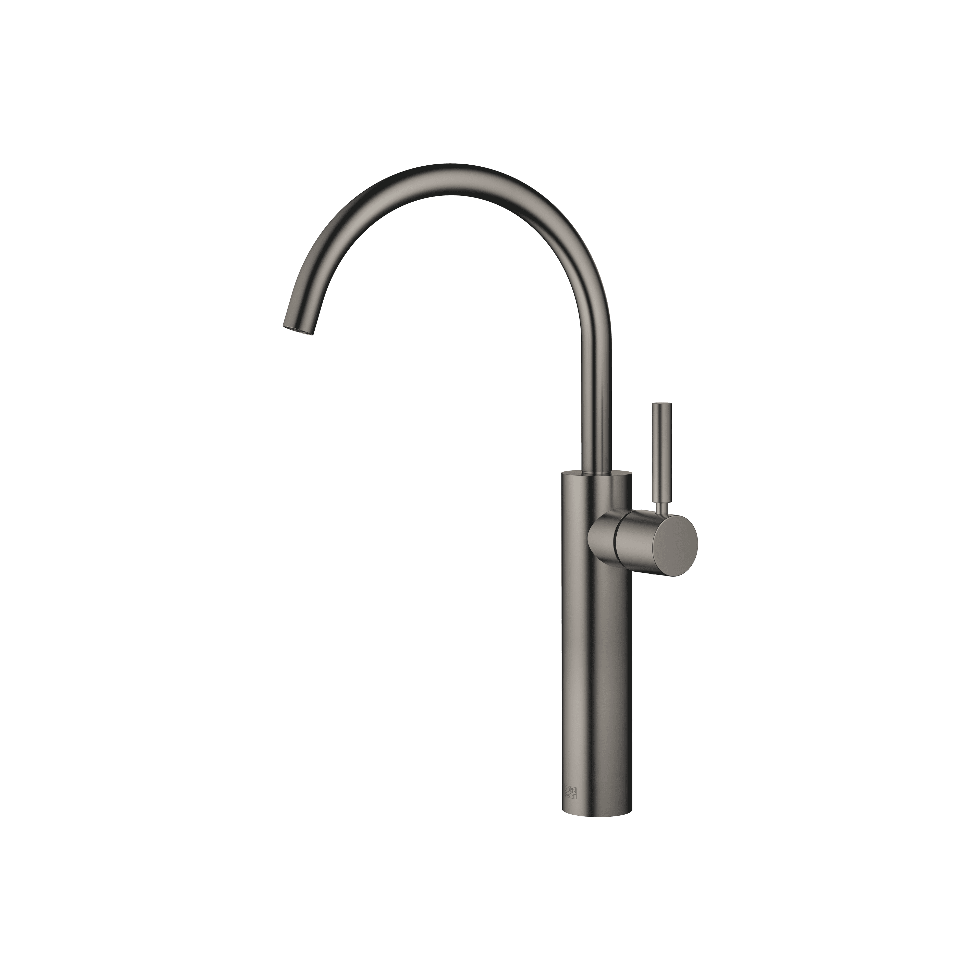 META Single-lever basin mixer with raised base without pop-up waste in Brushed Dark Platinum