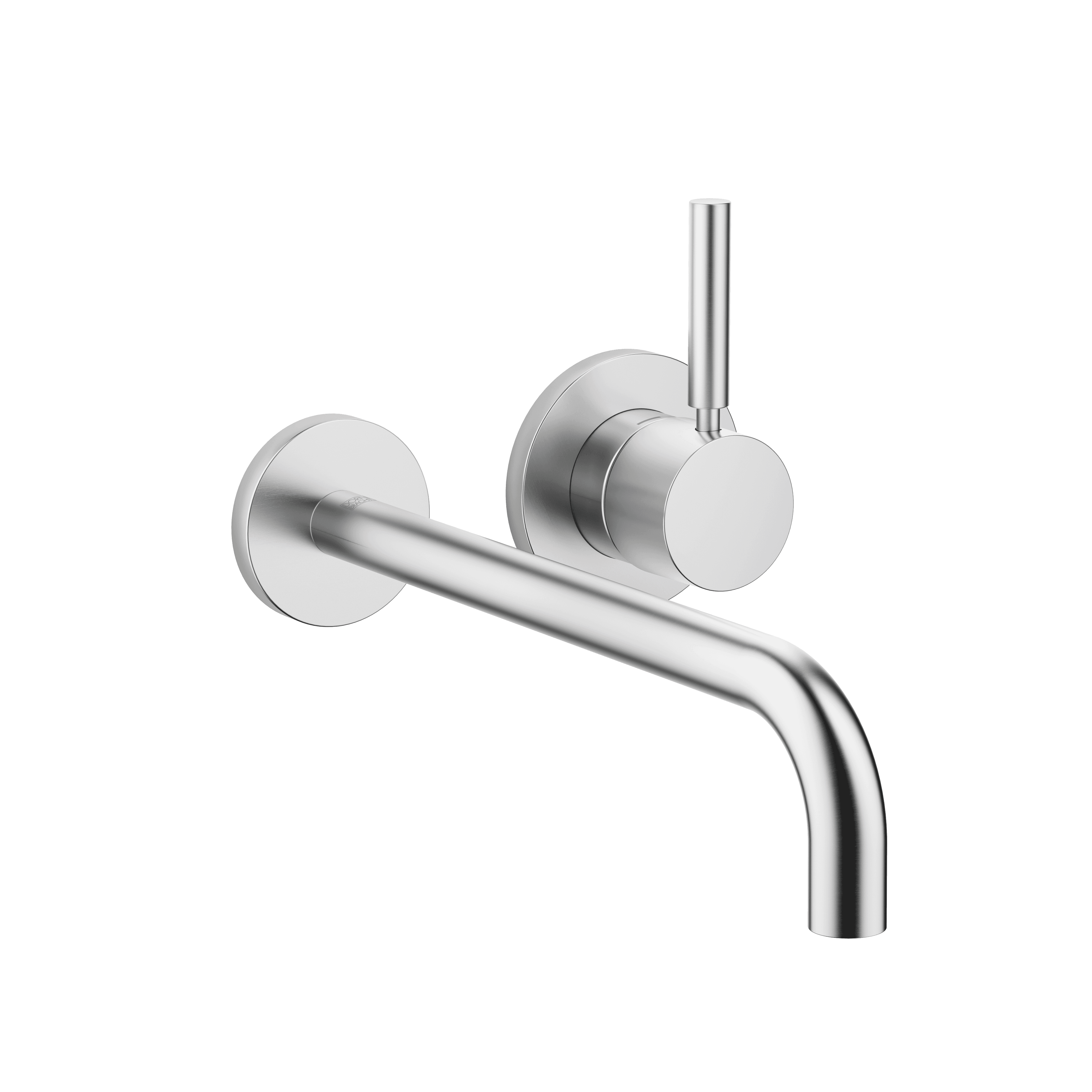 META Wall-mounted single-lever basin mixer with individual rosettes in Brushed Chrome