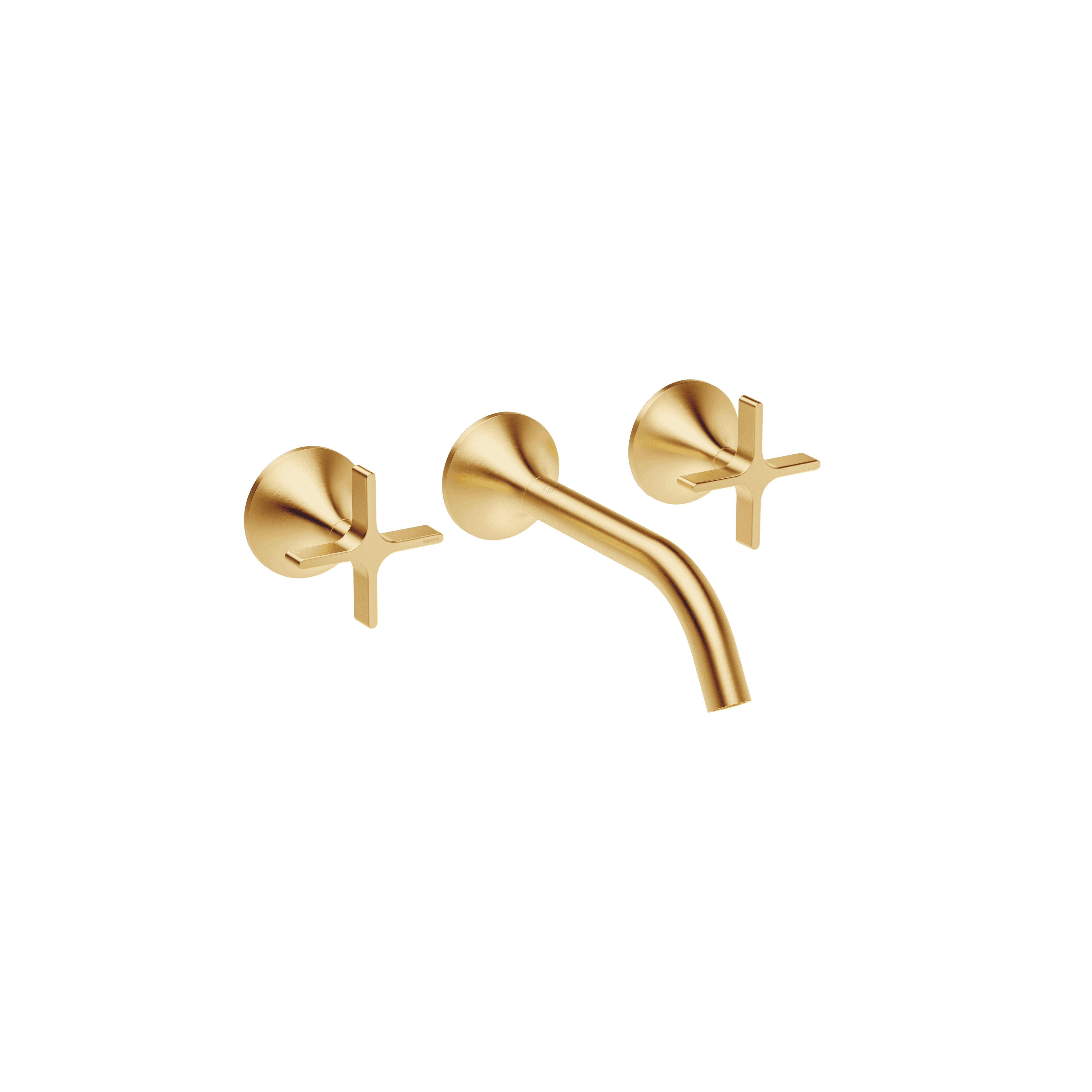 VAIA Wall-mounted basin mixer without pop-up waste in Brushed Durabrass (23kt Gold)