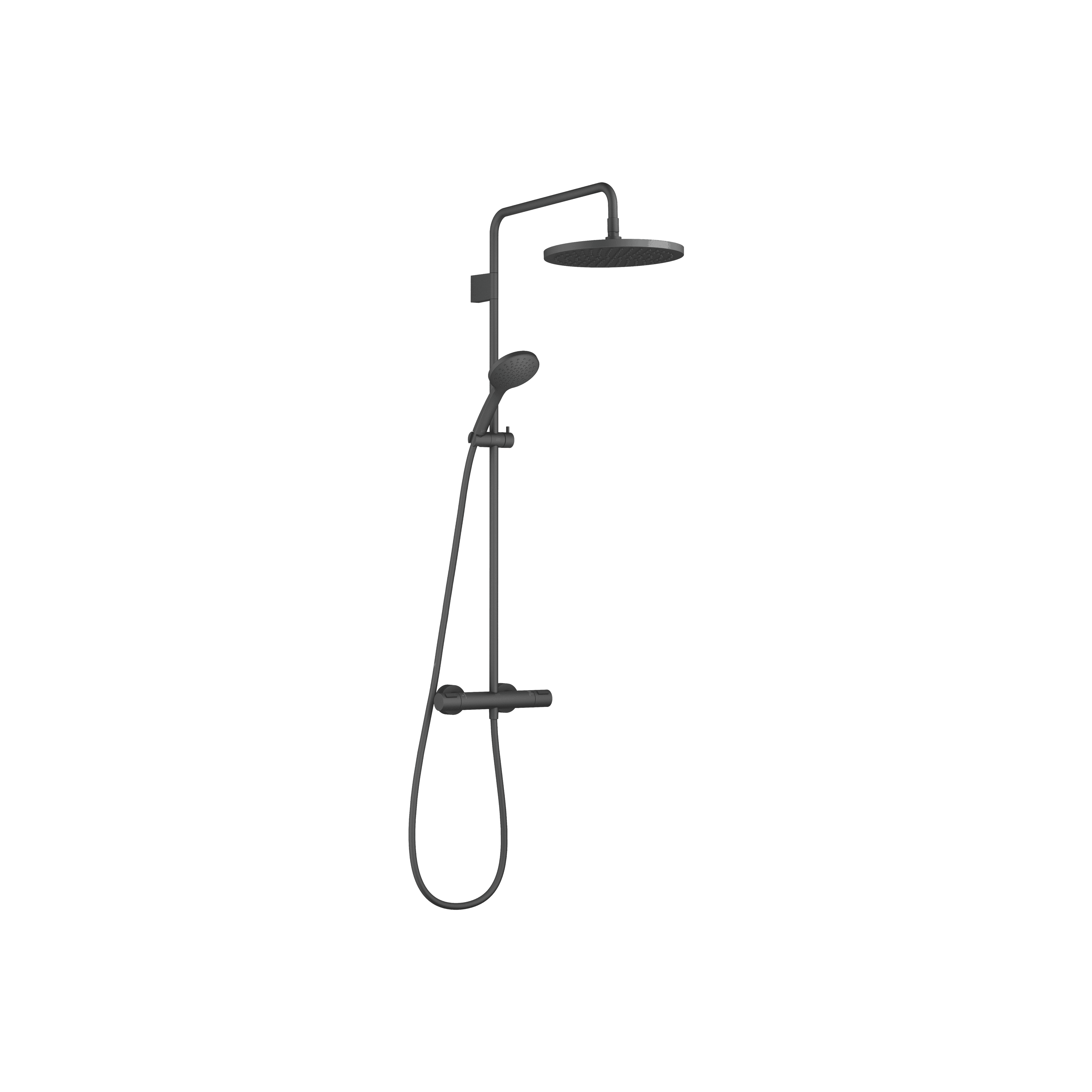 Shower pipe with shower thermostat with hand shower set 300 mm in Matte Black