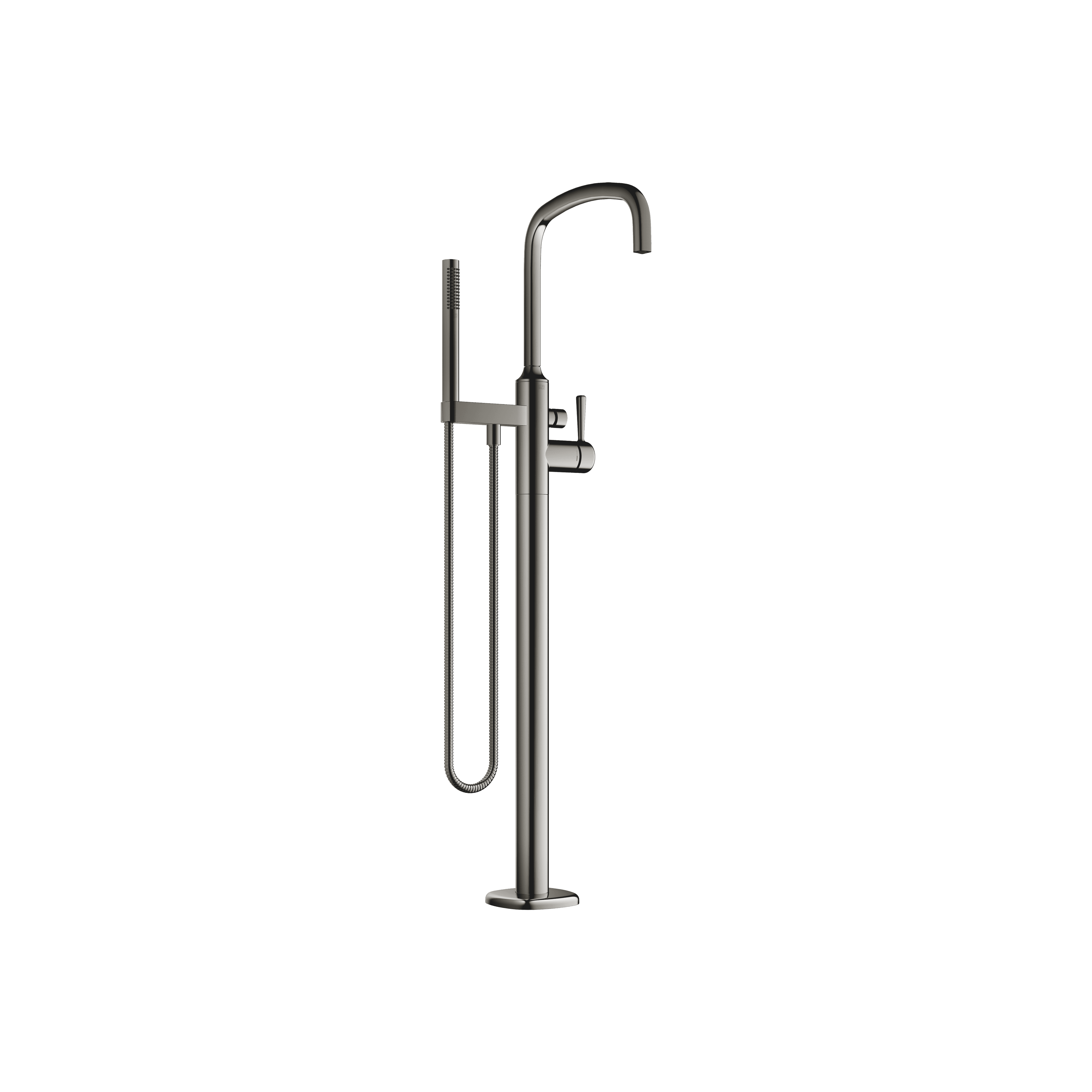 COYA Single-lever bath mixer with stand pipe for free-standing assembly with hand shower set in Dark Chrome