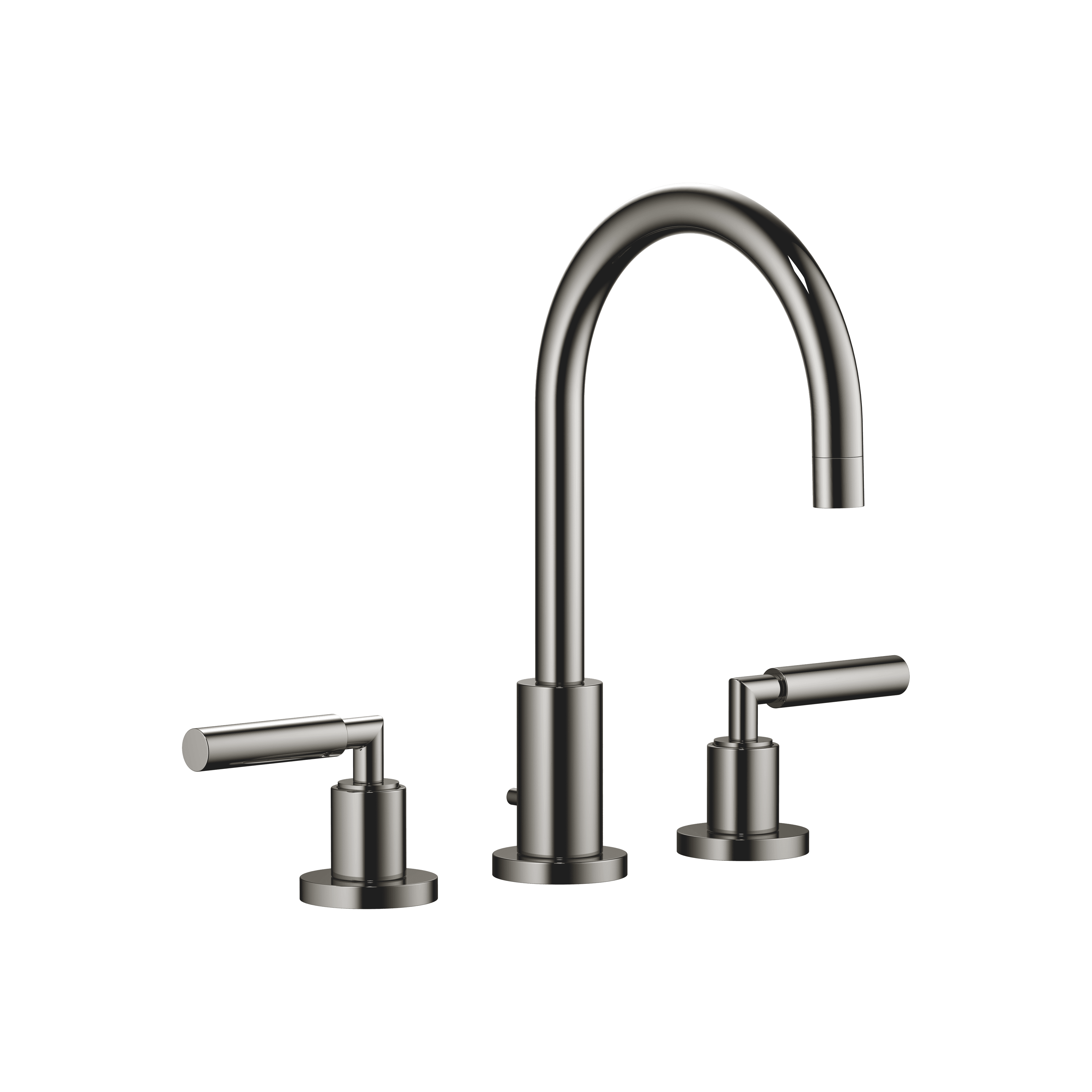 TARA Three-hole basin mixer with pop-up waste in Dark Chrome