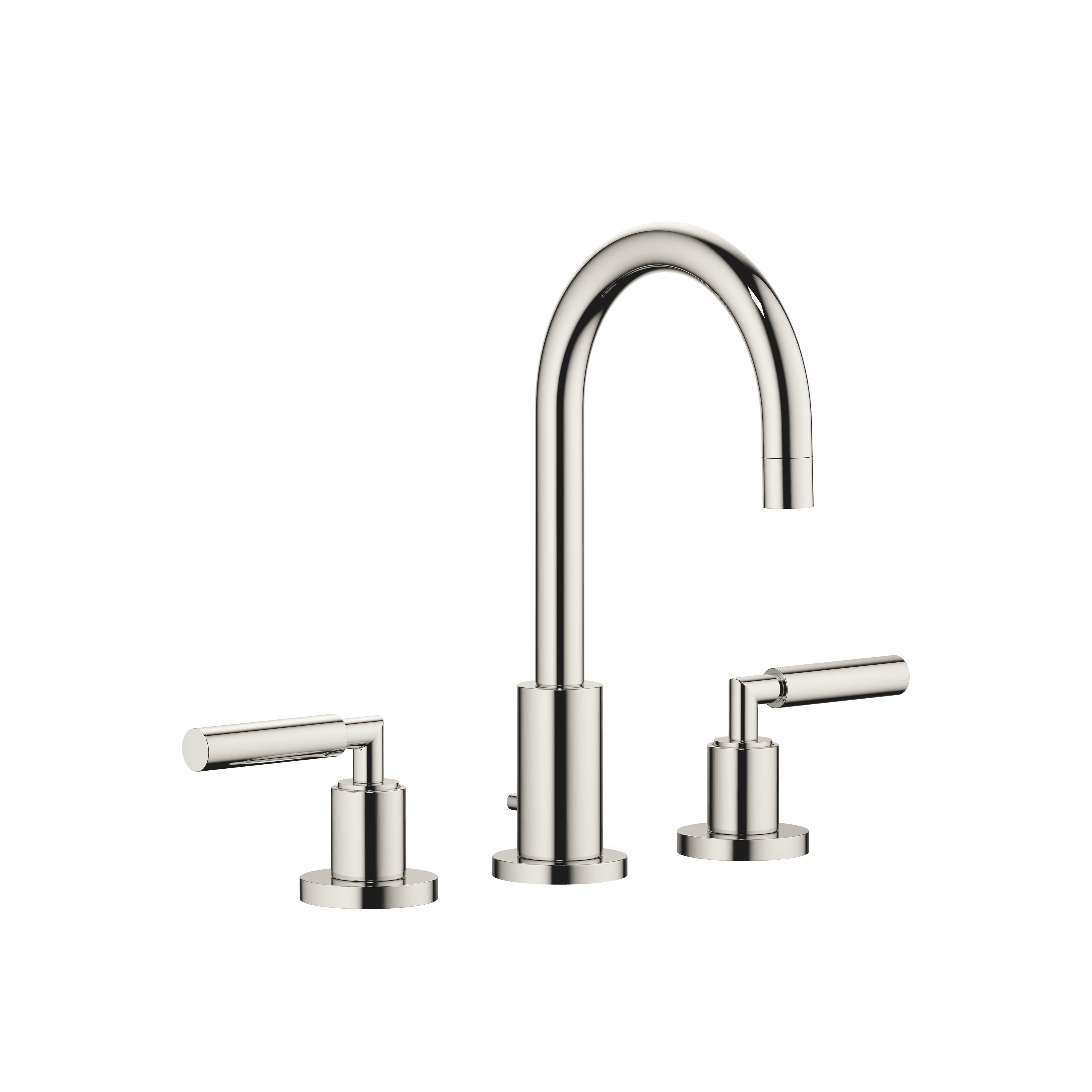 TARA Three-hole basin mixer with pop-up waste in Platinum